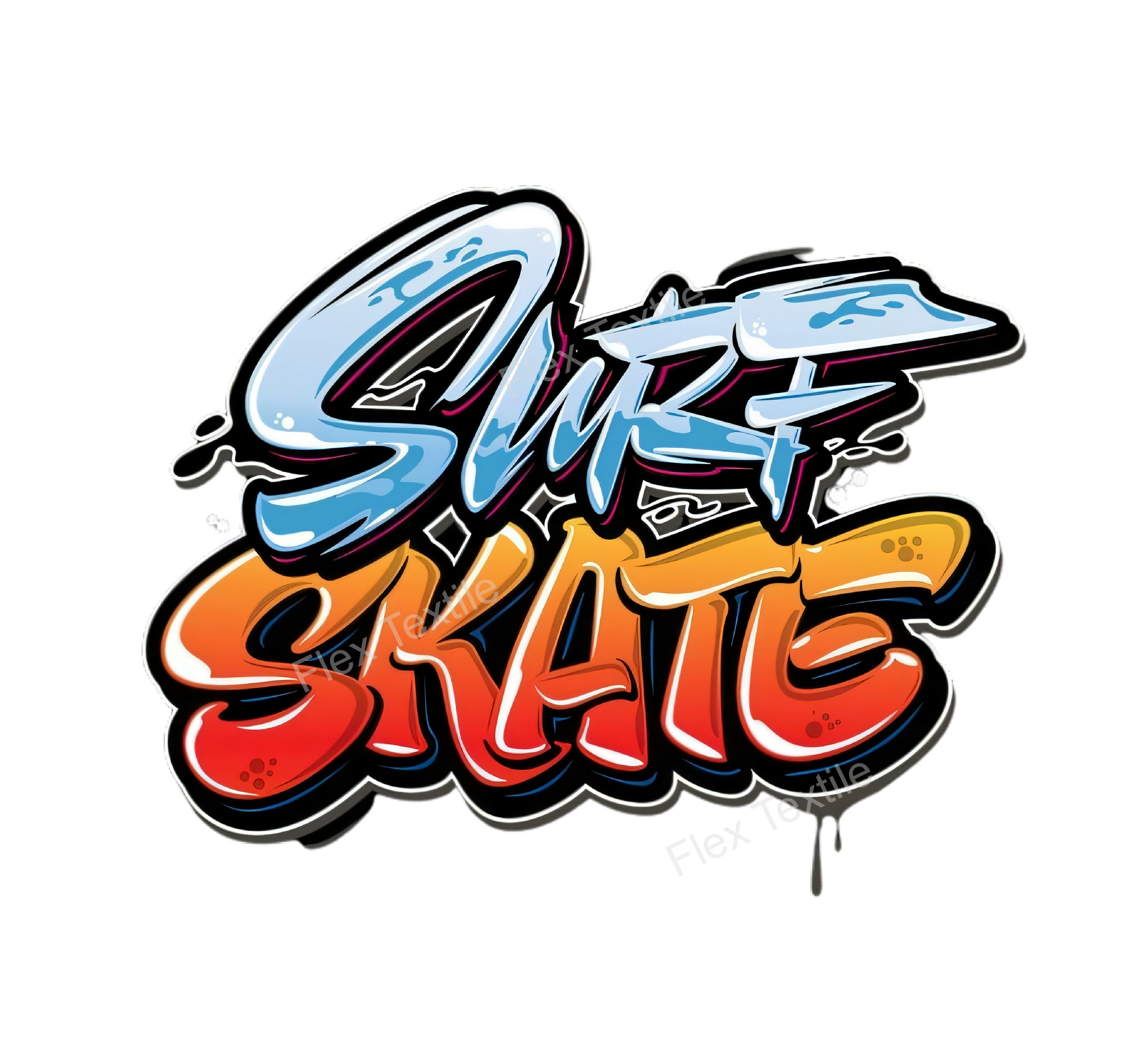 surf skate transfert thermocollant impression dtf flex textile