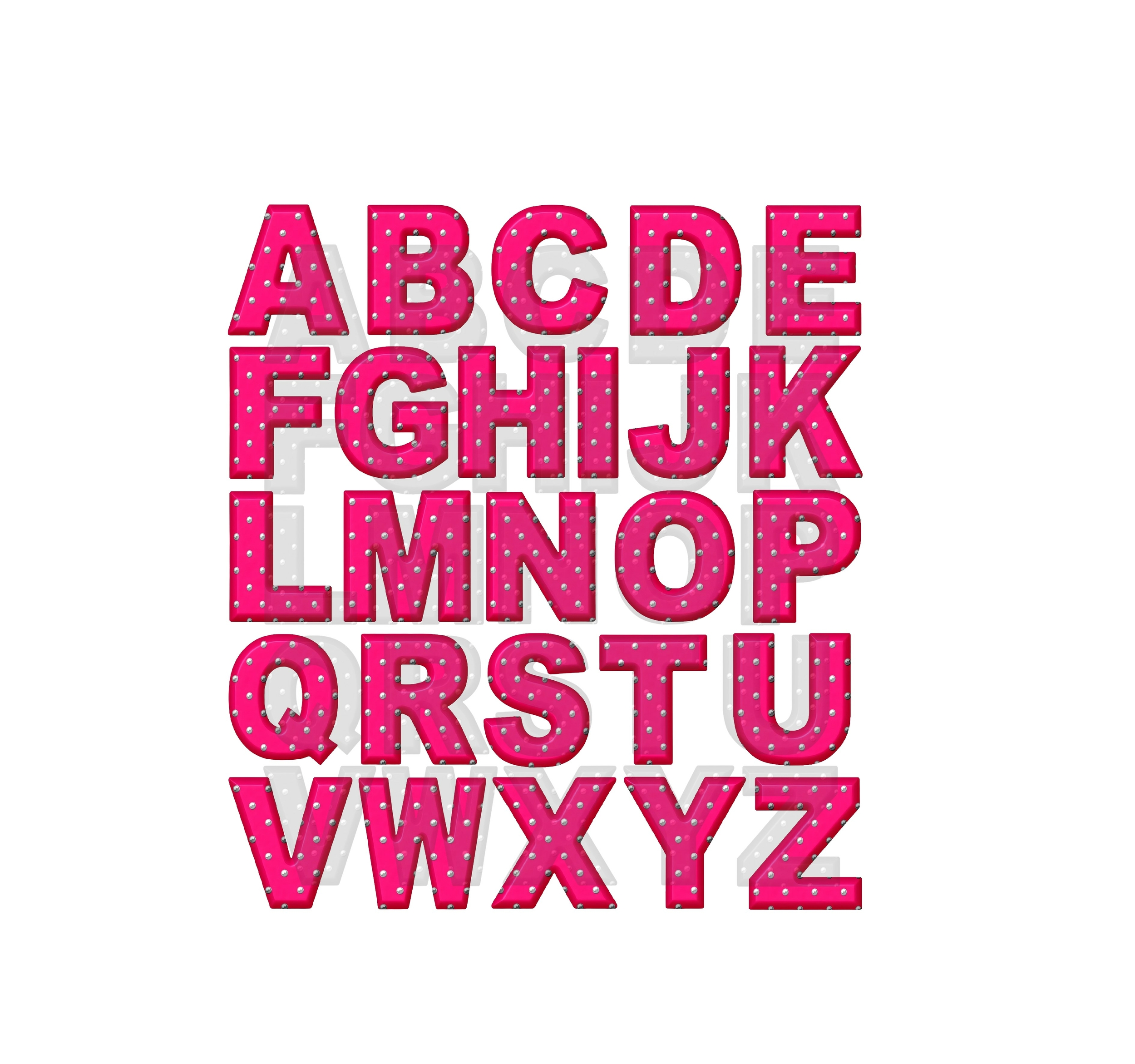 alphabet rose perles nacrées transfert thermocollant impresion dtf flex textile