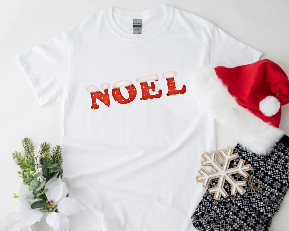 alphabet Noël transfert thermocollant impression dtf flex textile chaussette christmas santa t-shirt homme femme enfant bébé