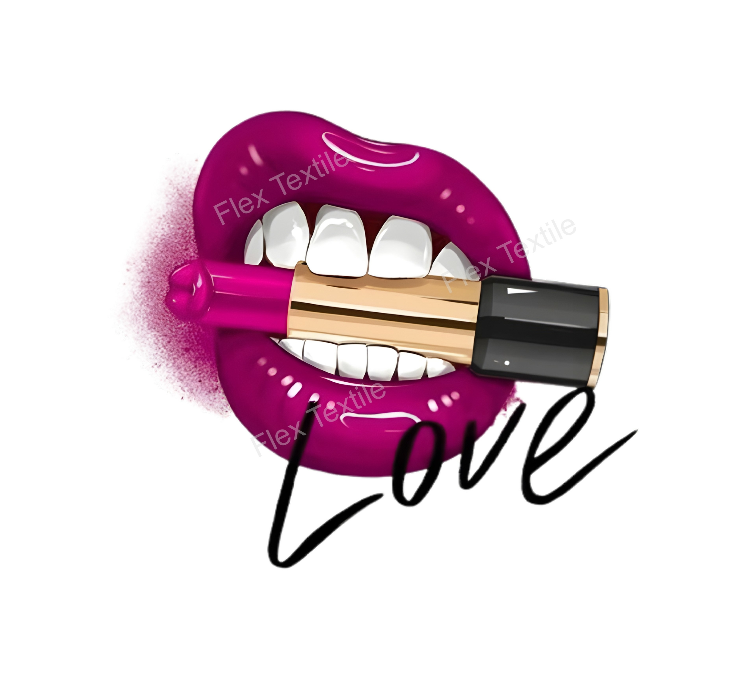 bouche rouge à lèvres love transfert thermocollant impression dtf flex textile