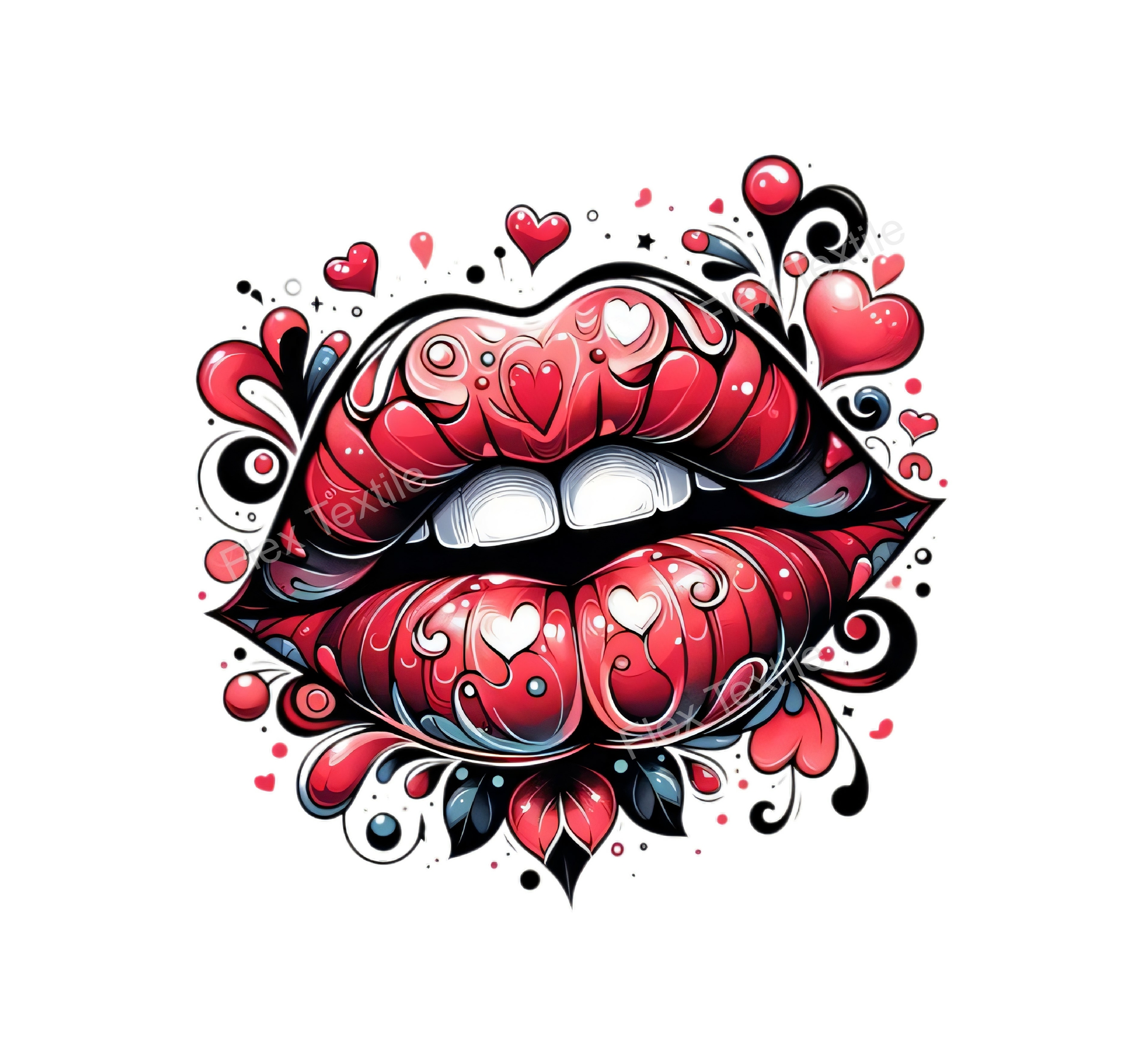 bouche coeurs transfert thermocollant impression dtf flex textile