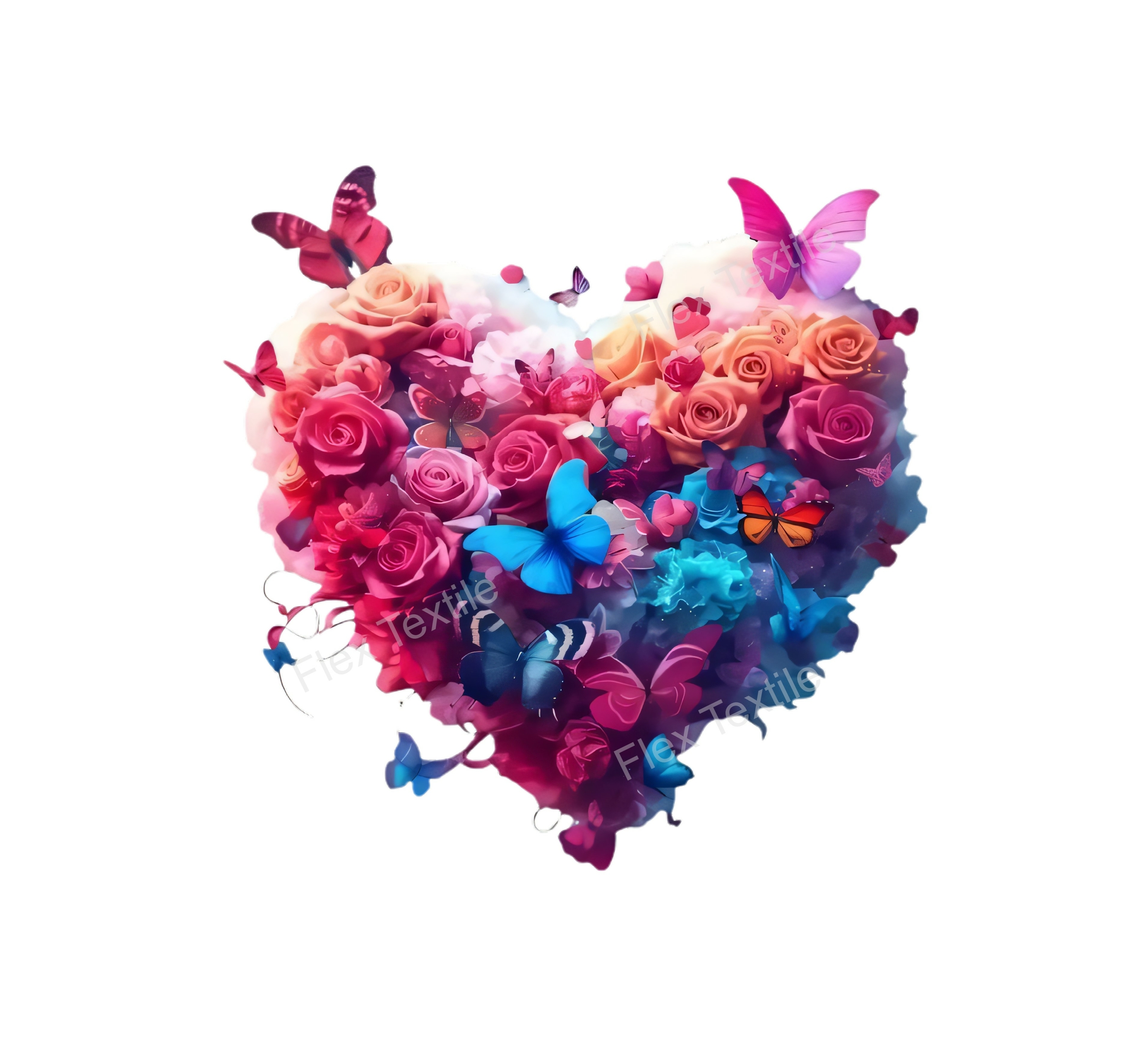 coeur fleurs papillons transfert thermocollant impression dtf flex textile