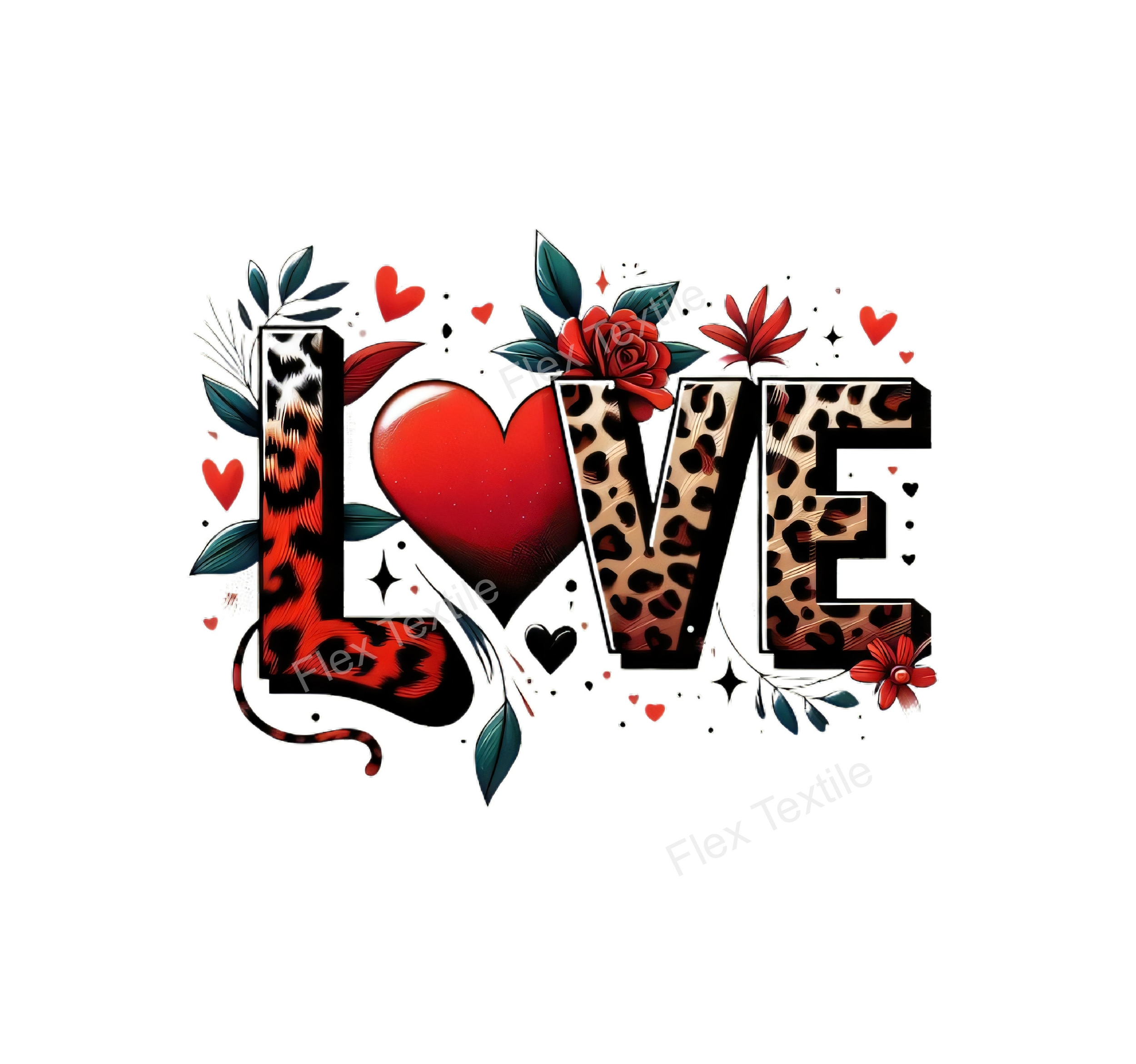 love léopard transfert thermocollant impression dtf flex textile