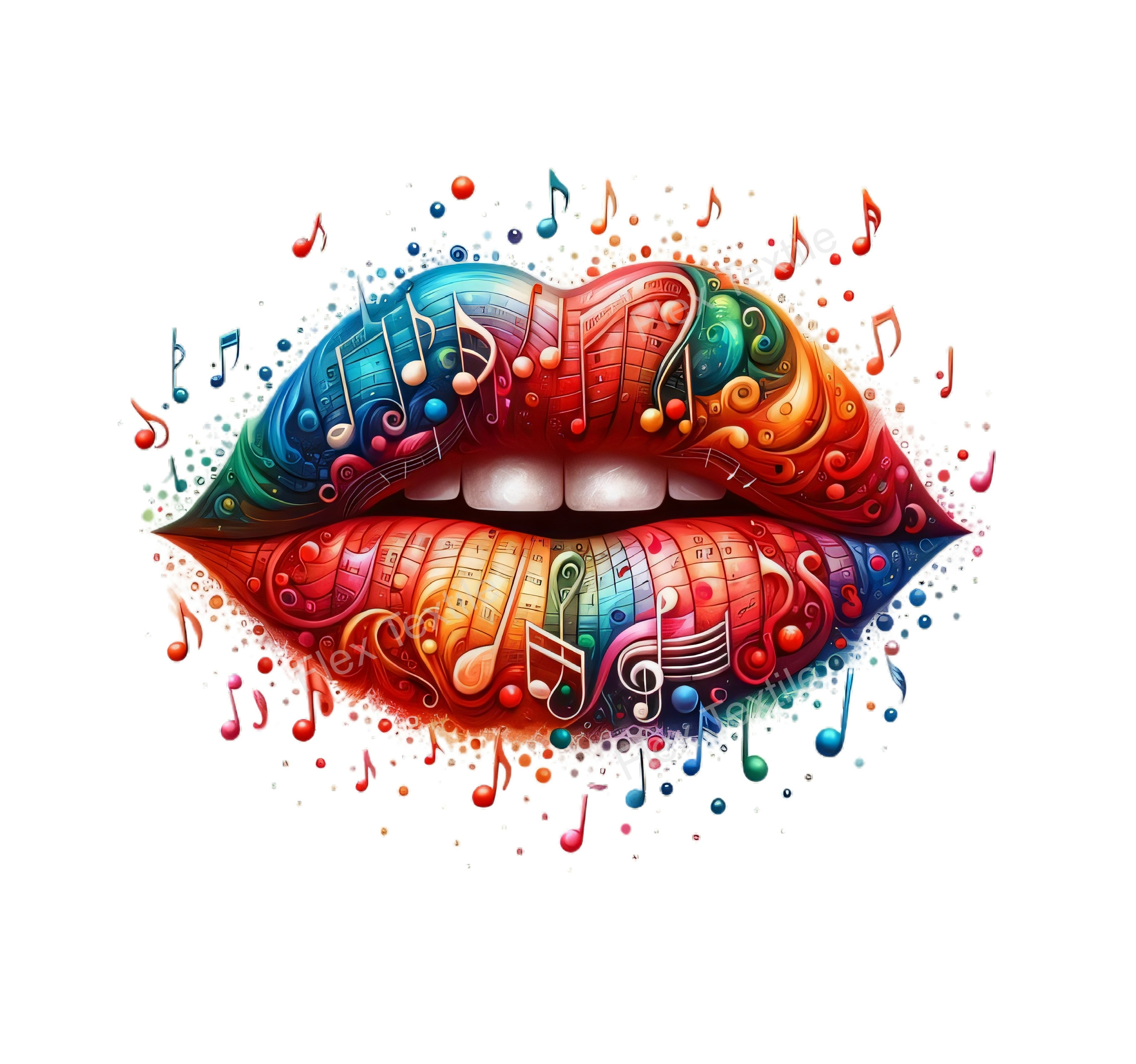 bouche musique transfert thermocollant impression dtf flex textile