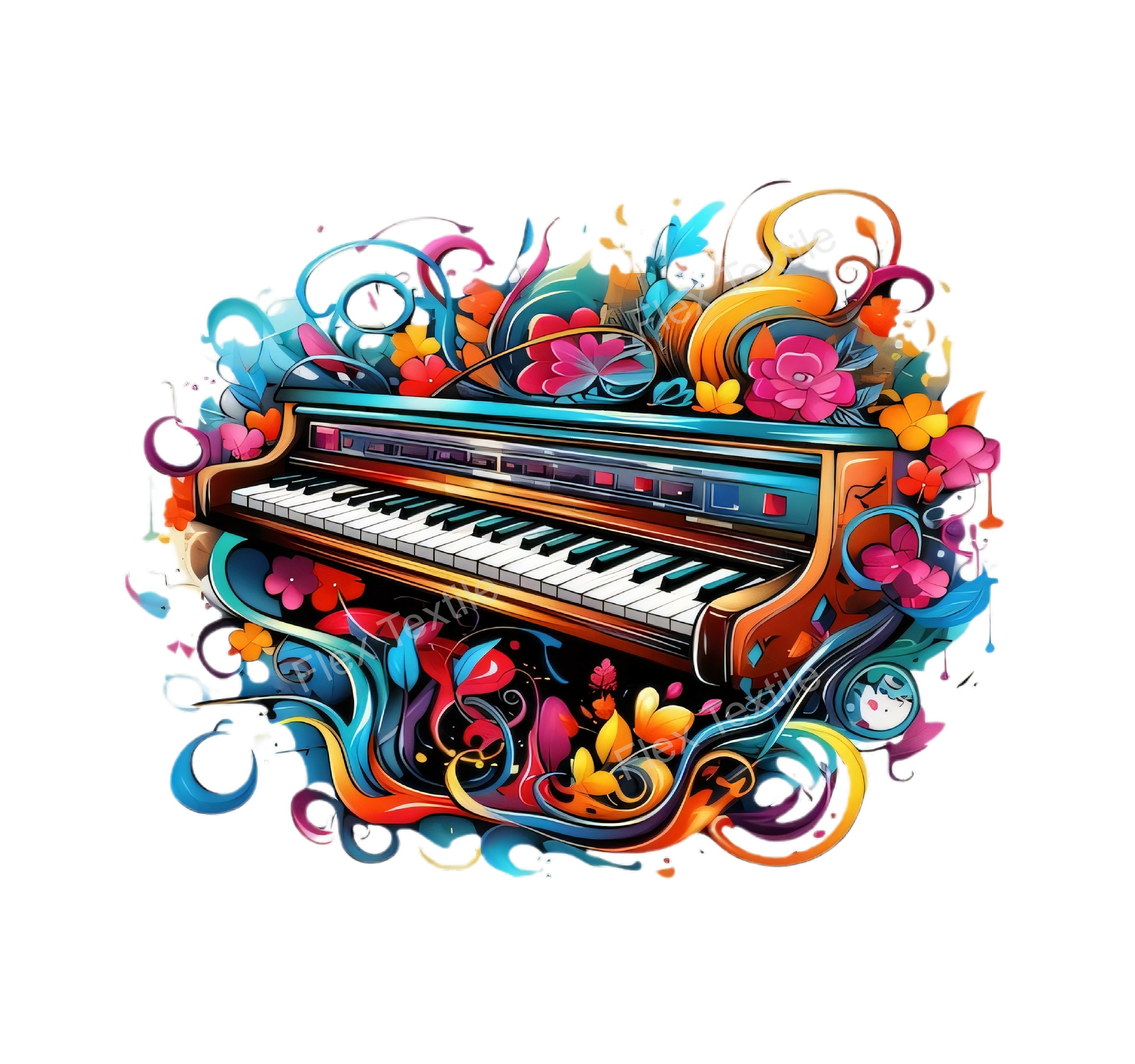 musique piano transfert thermocollant impression dtf flex textile