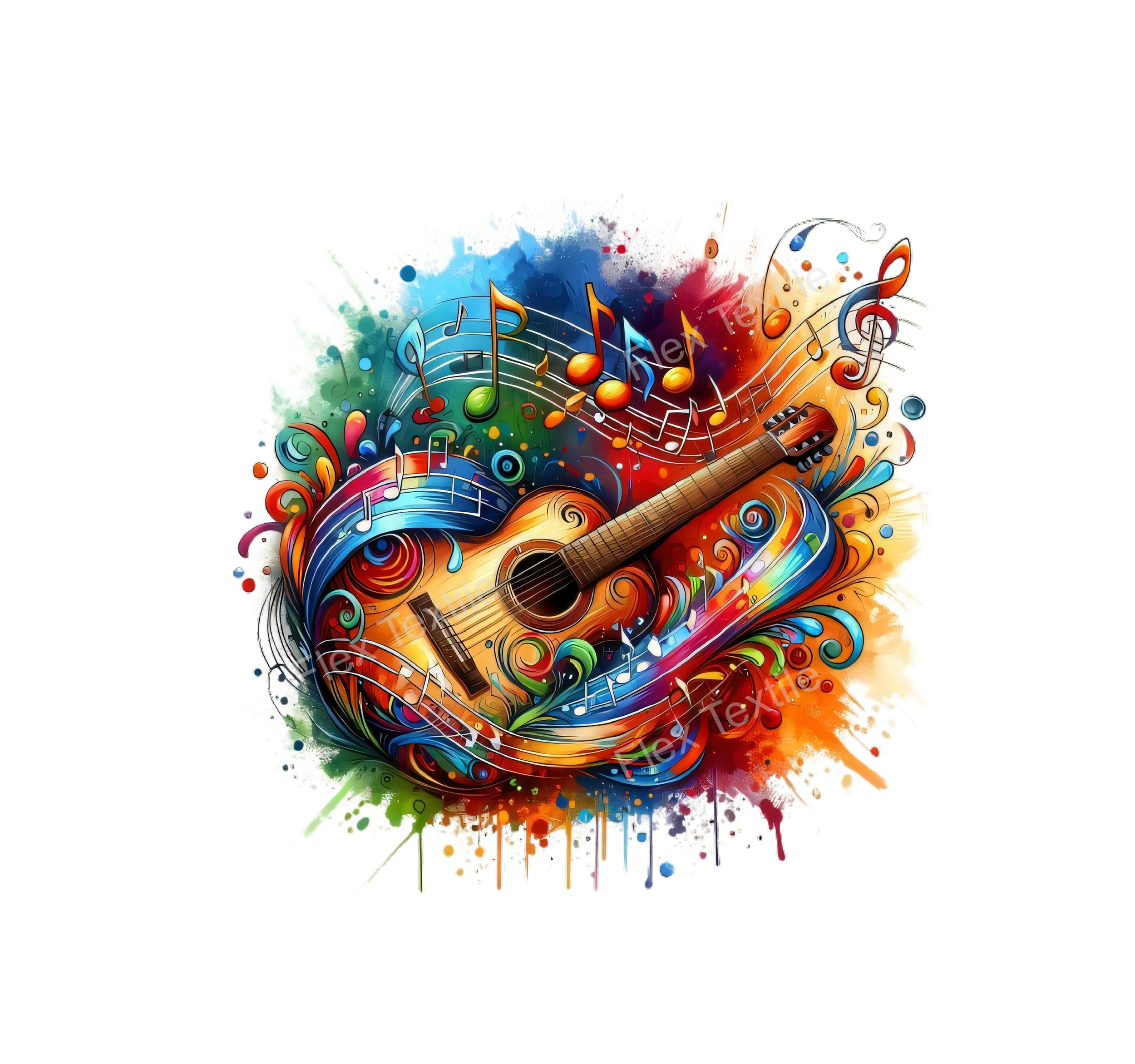 guitare sèche transfert thermocollant impression dtf flex textile