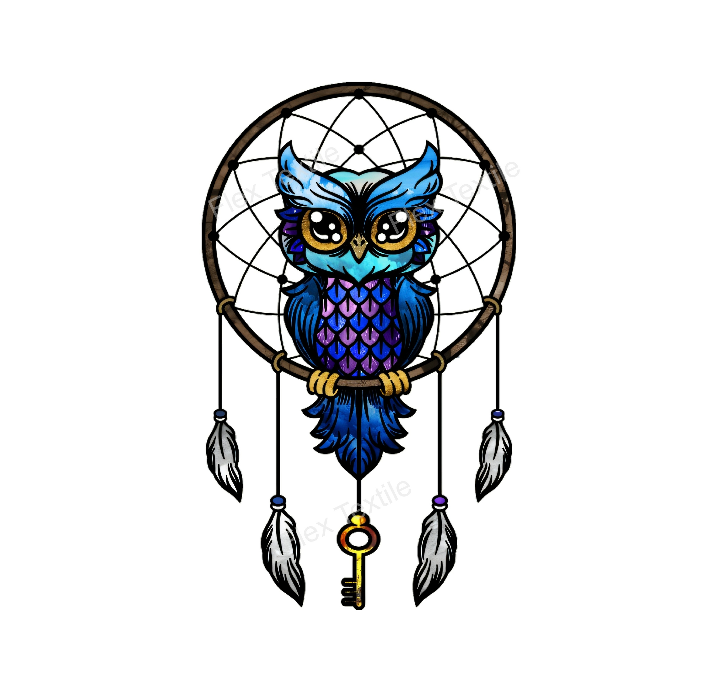 attrape rêve hibou transfert thermocollant impression dtf flex textile