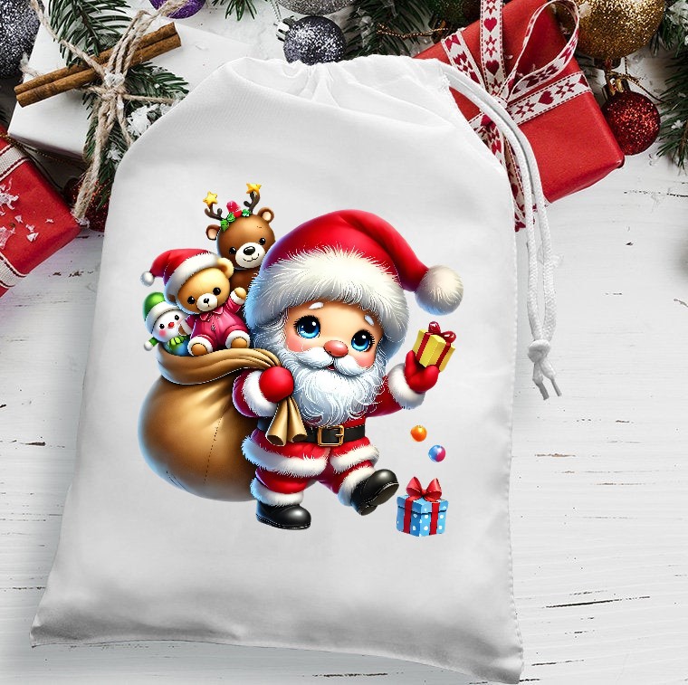 Père Noël Hotte Cadeaux Nounours2