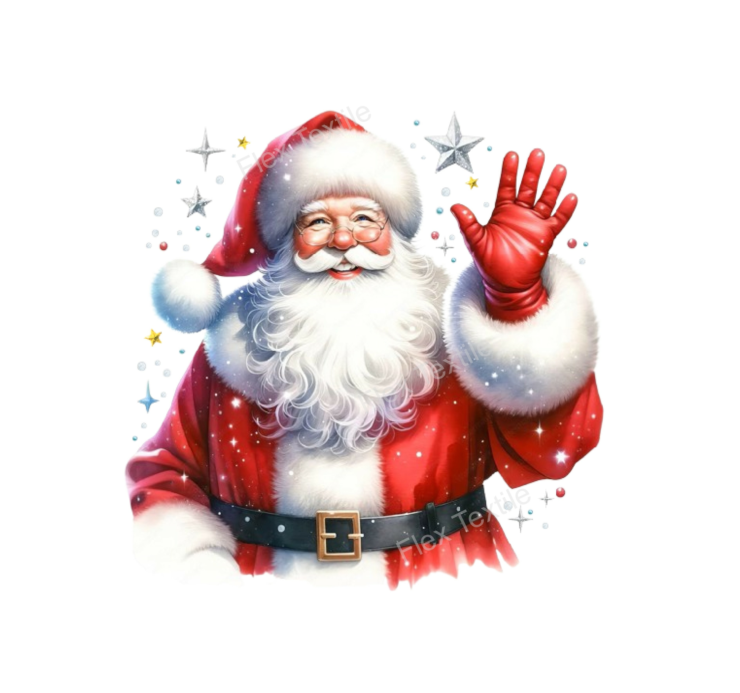 père noël salut transfert thermocollant impression dtf flex textile