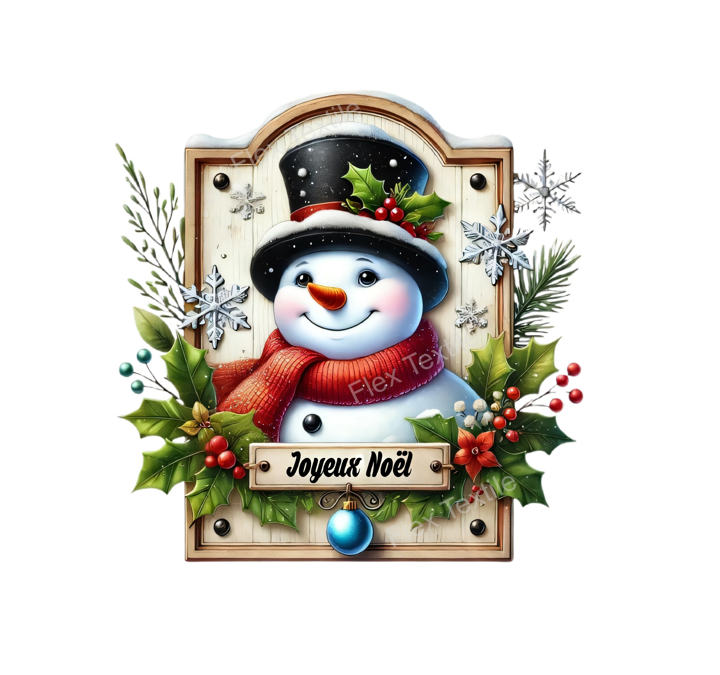 bonhomme neige cadre transfert thermocollant impression dtf flex textile