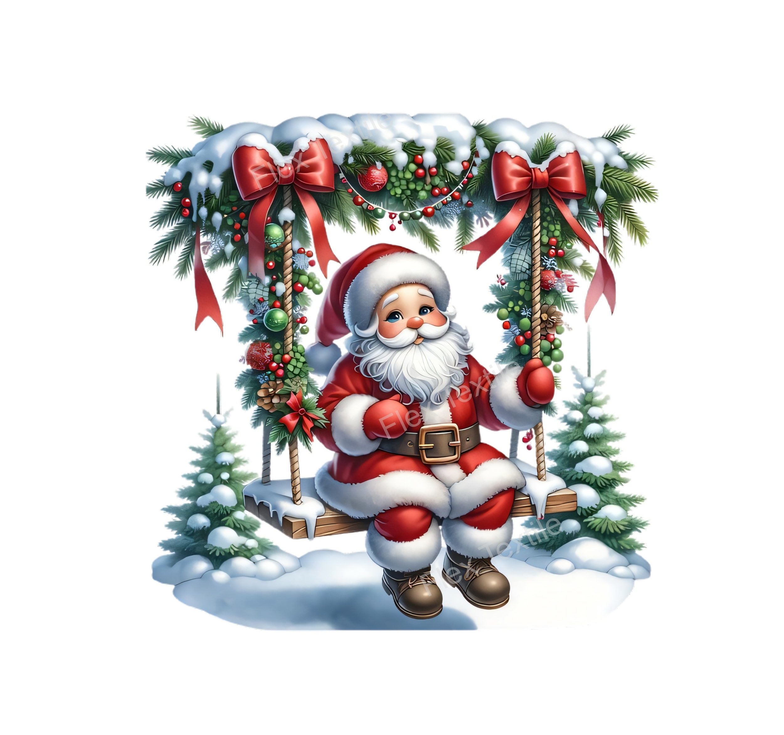père noël balançoire transfert thermocollant impression dtf flex textile