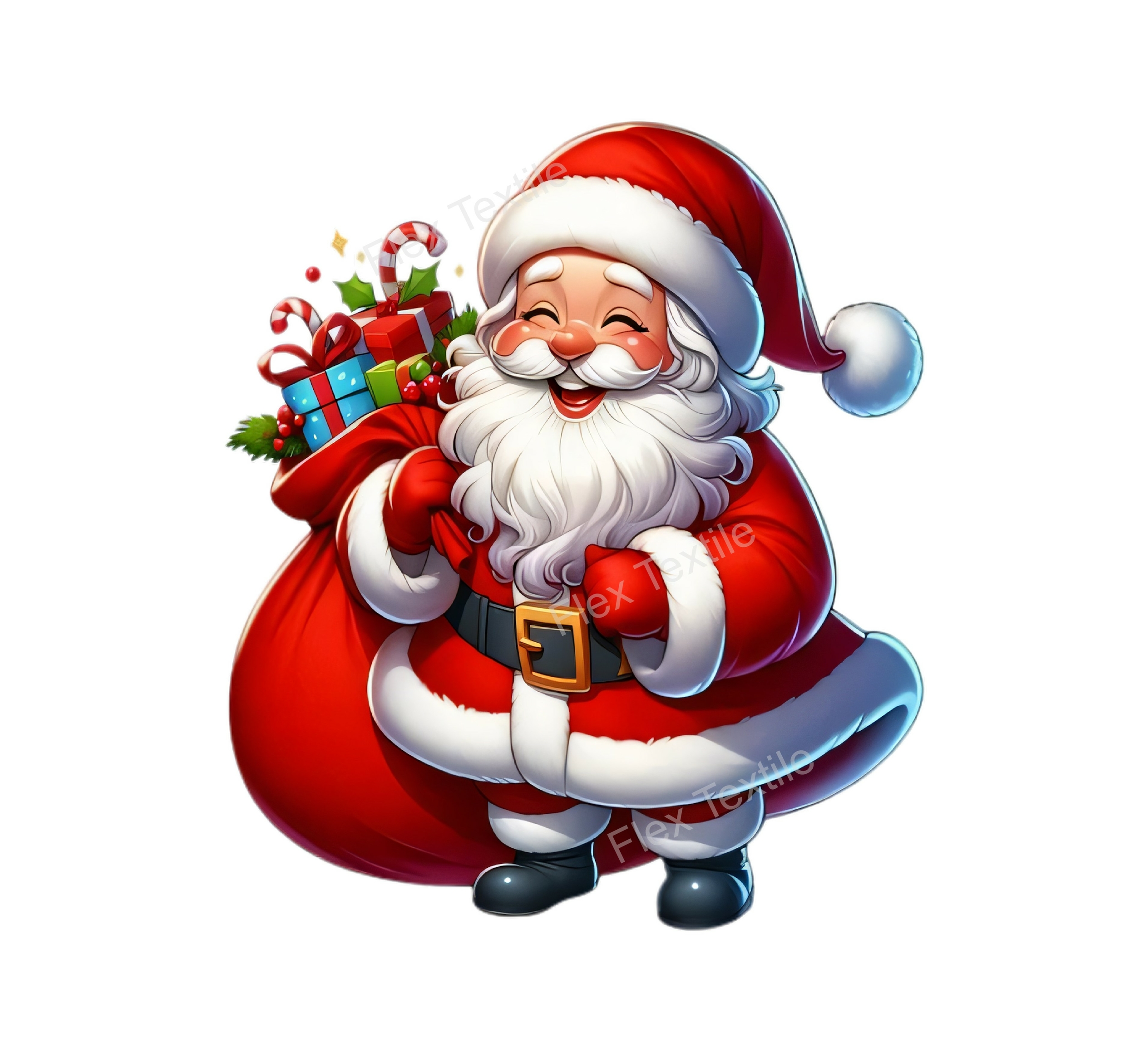 père noël hotte cadeaux transfert thermocollant impression dtf flex textile