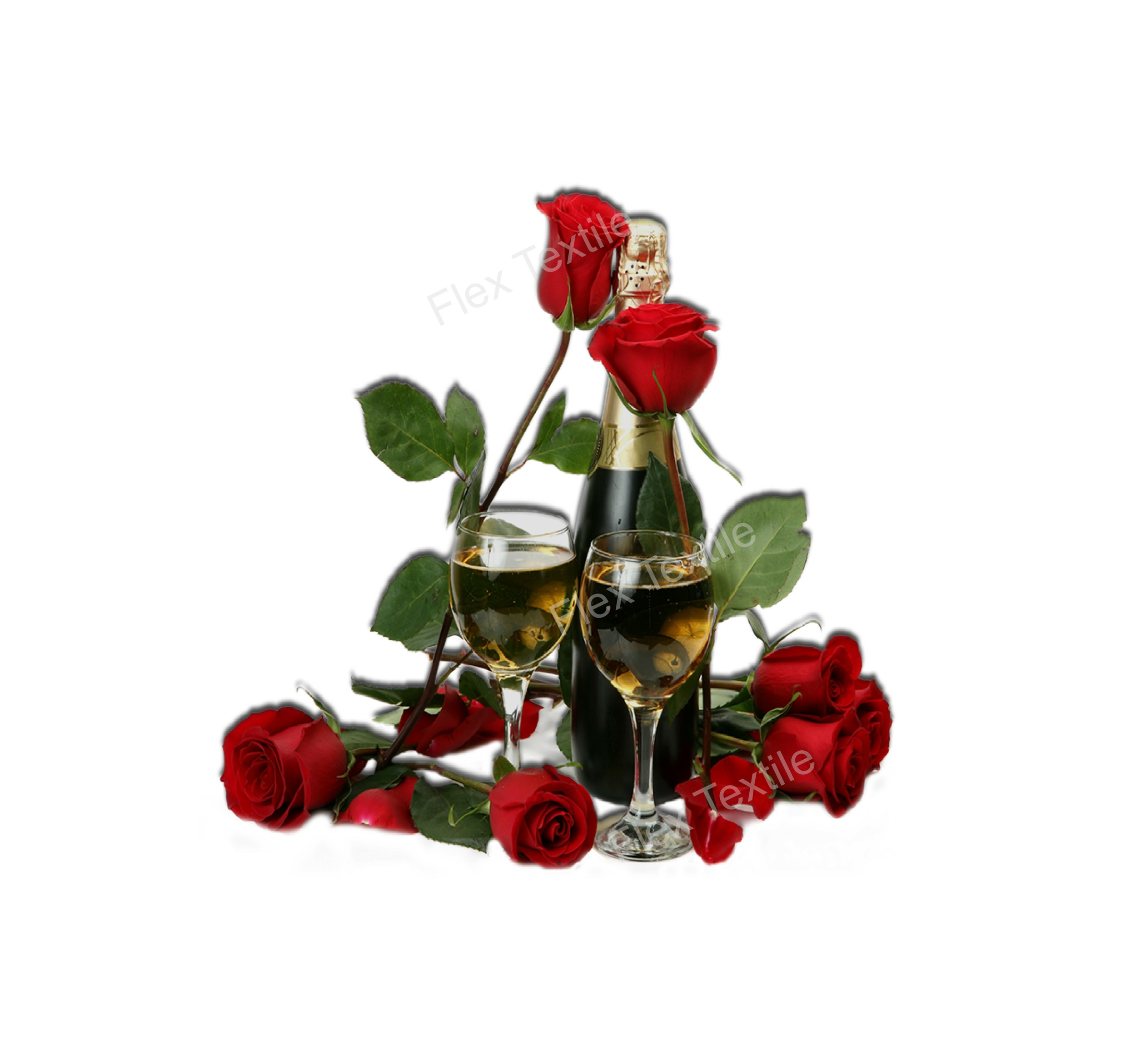 champagne roses rouges transfert thermocollant impression dtf flex textile