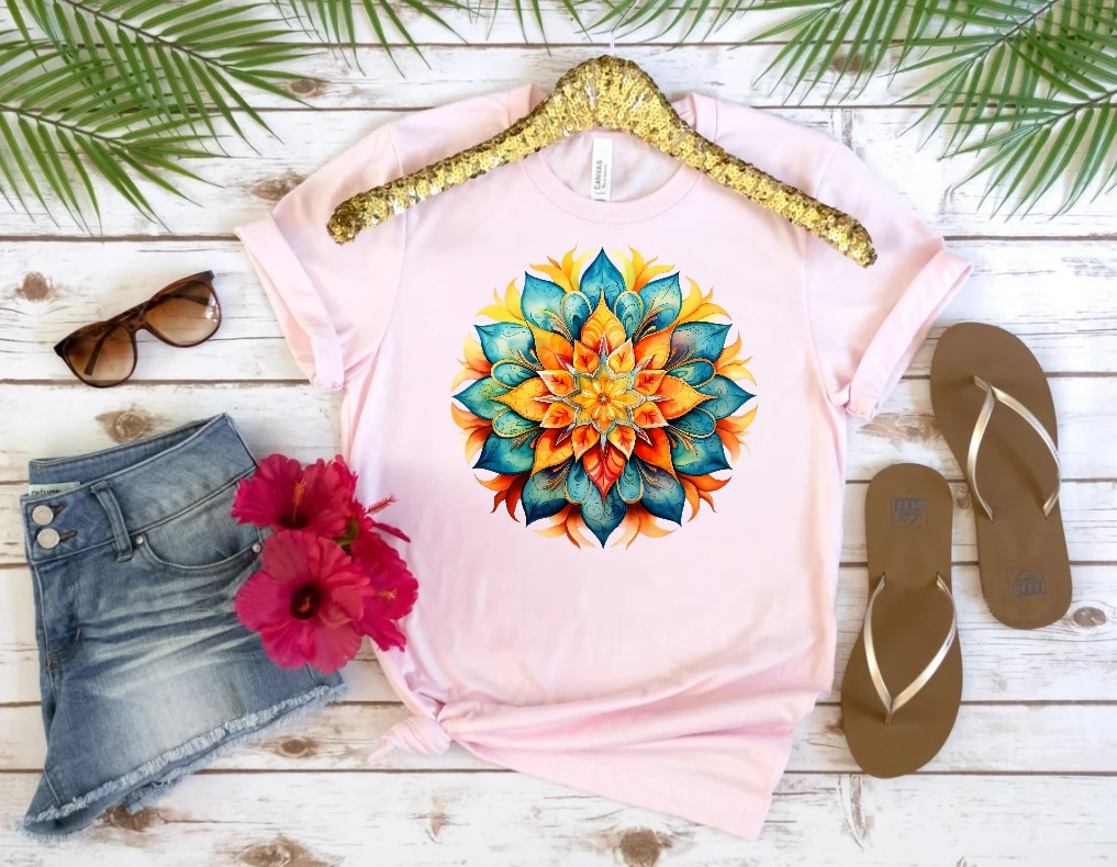 Mandala Orange Bleu1