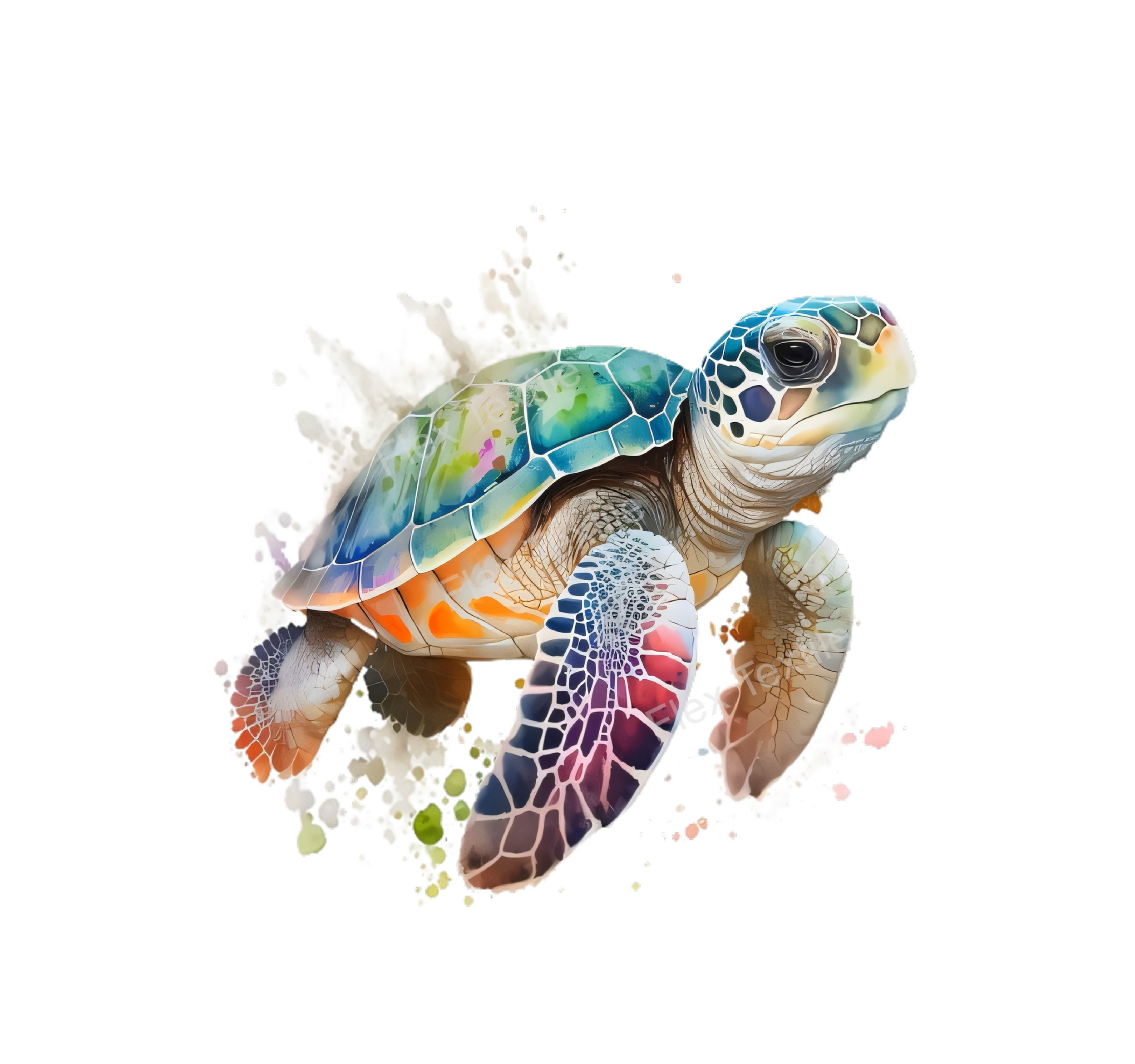 tortue mer couleurs transfert thermocollant impression dtf flex textile