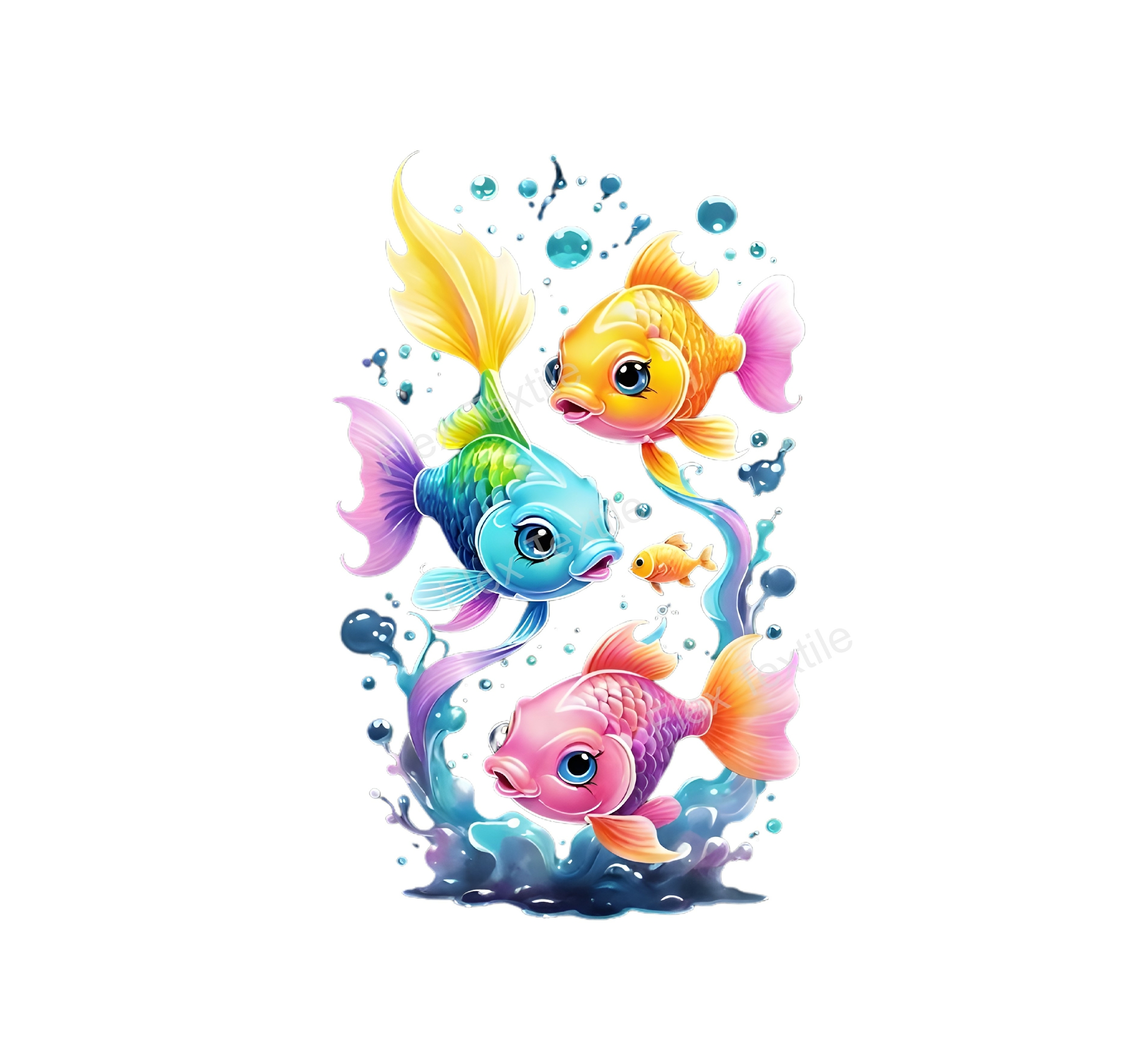 poissons couleurs transfert thermocollant impression dtf flex textile
