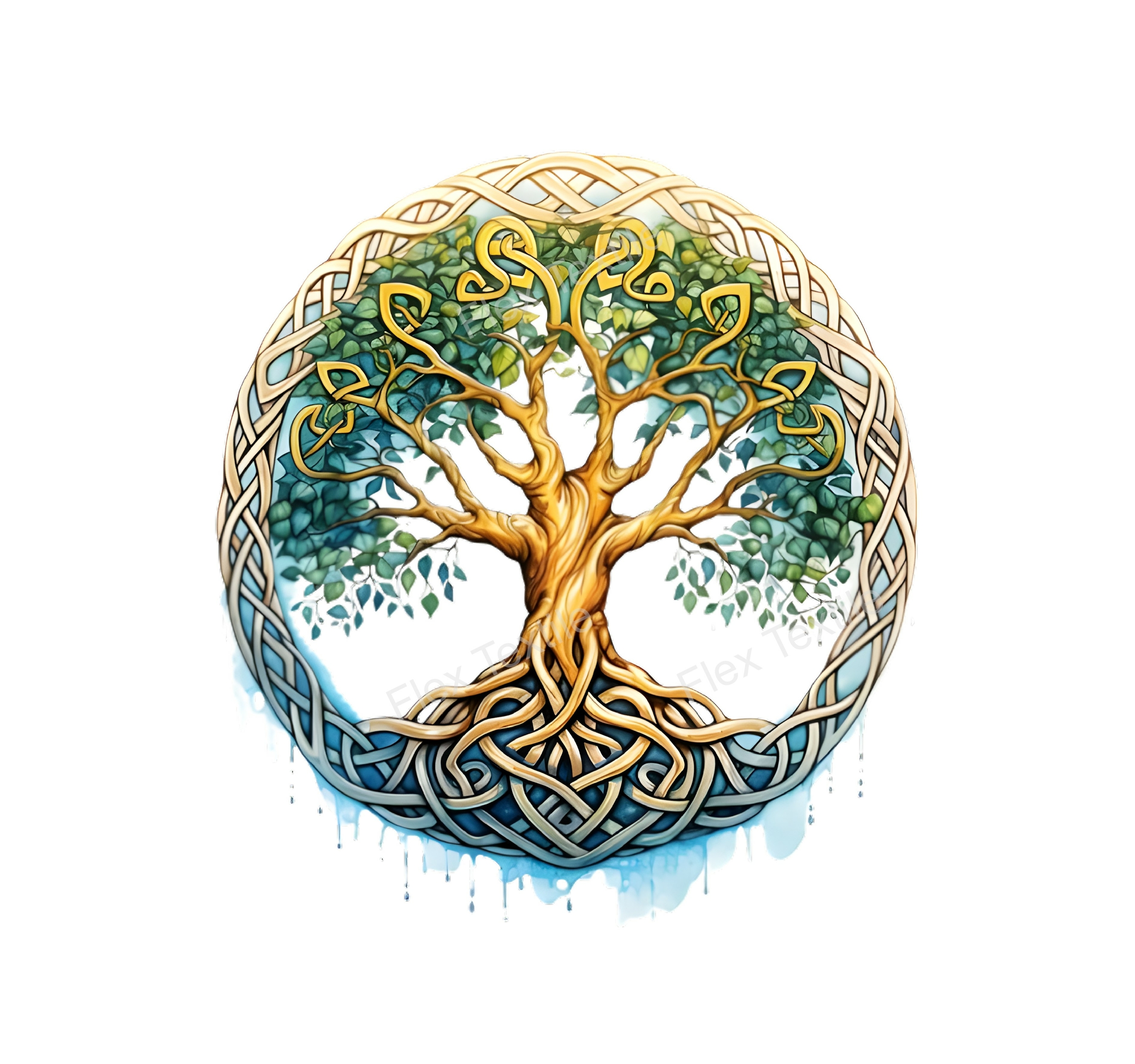 arbre cercle celtique transfert thermocollant impression dtf flex textile