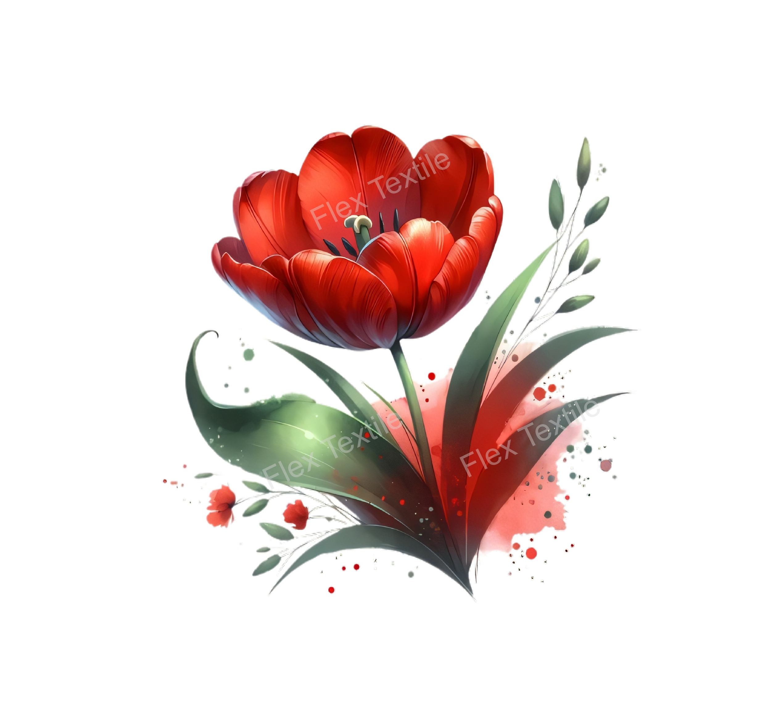 fleur tulipe transfert thermocollant impression dtf flex textile