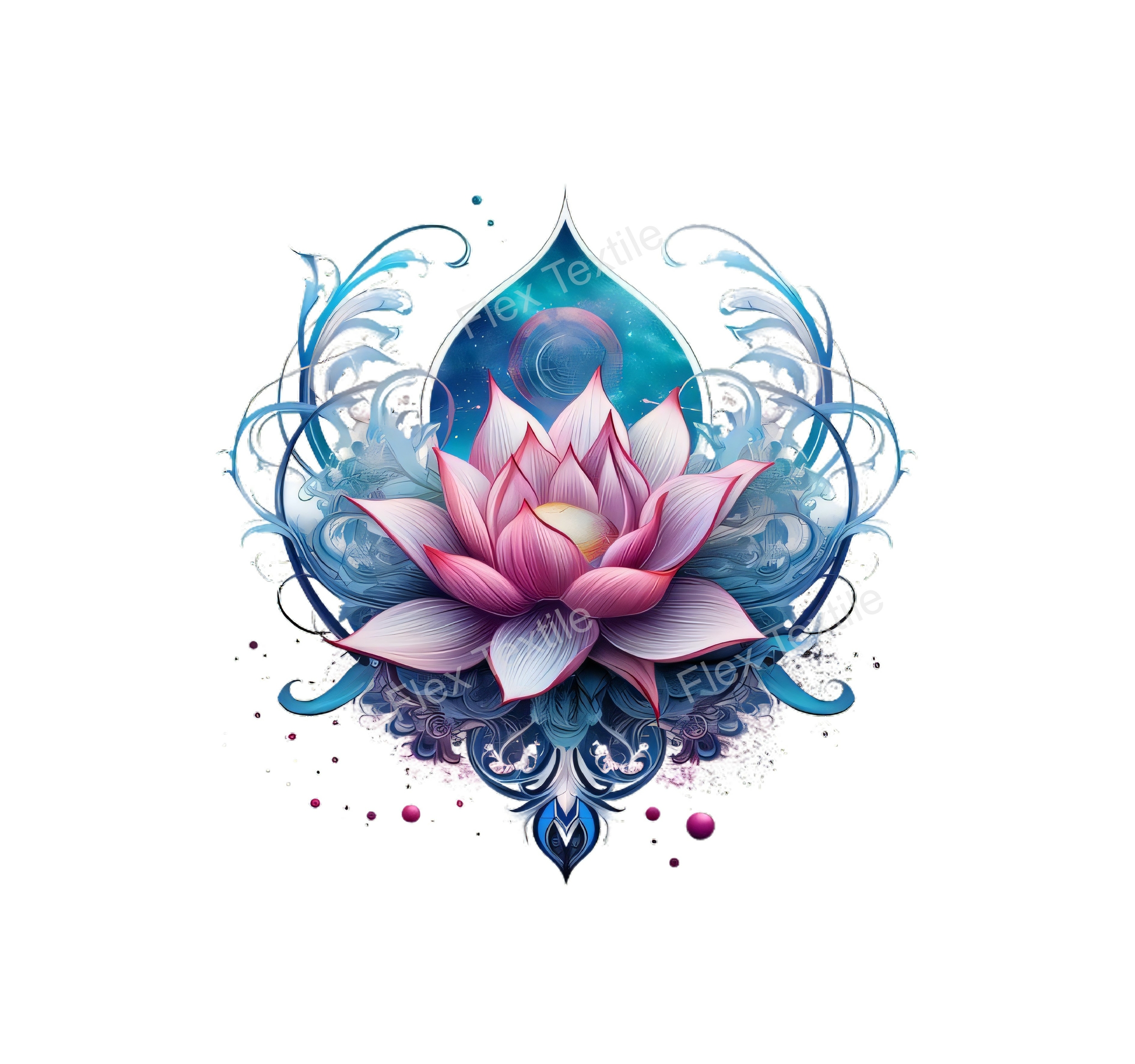 lotus rose bleu transfert thermocollant impression dtf flex textile