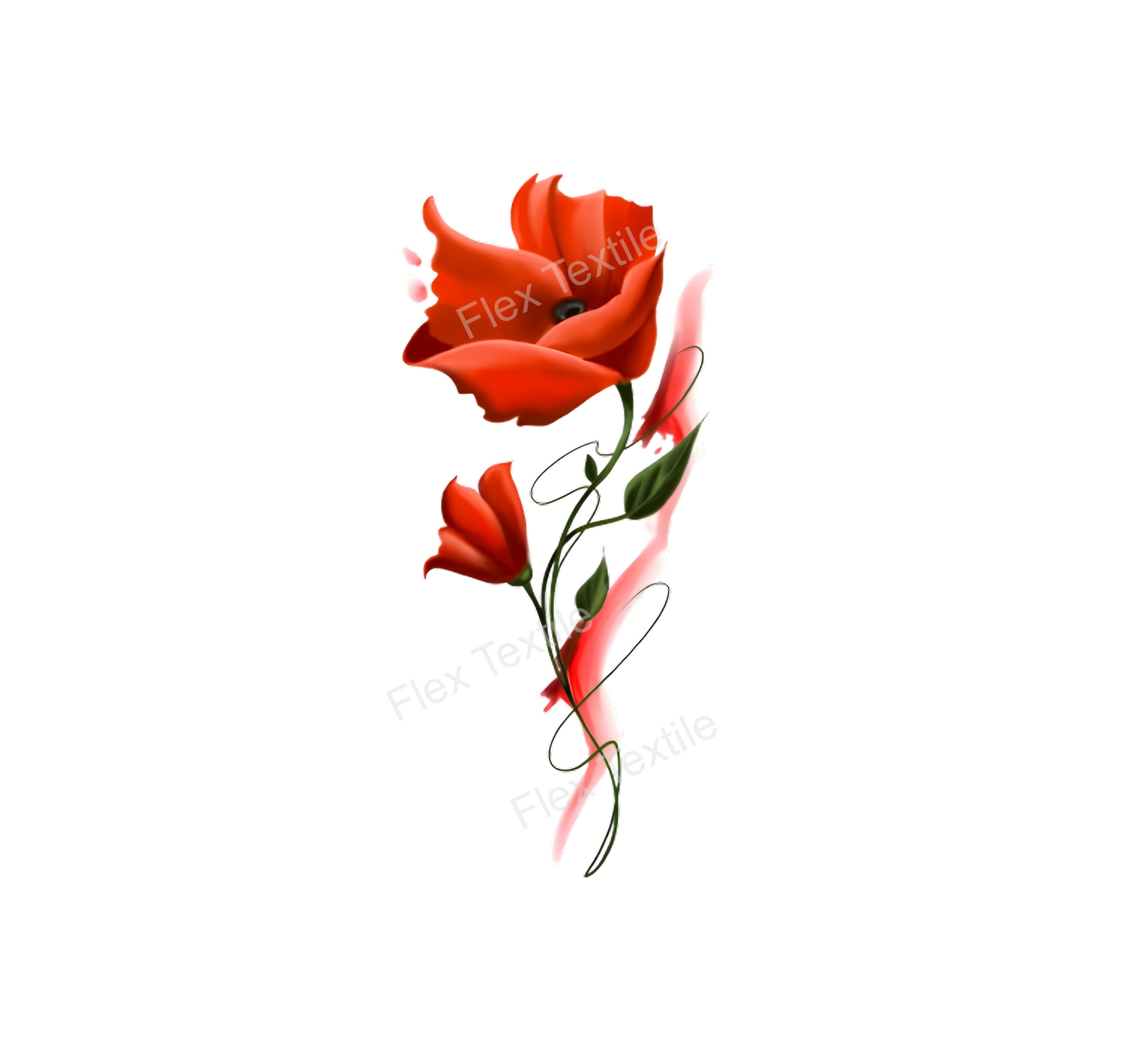 fleurs coquelicots transfert thermocollant impression dtf felx textile