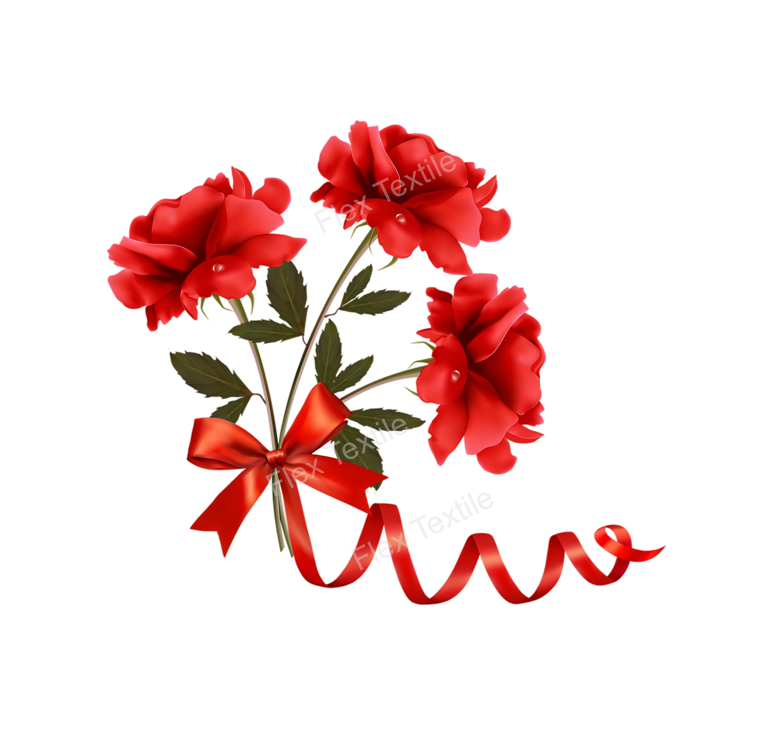 bouquet roses transfert thermocollant impression dtf flex textile