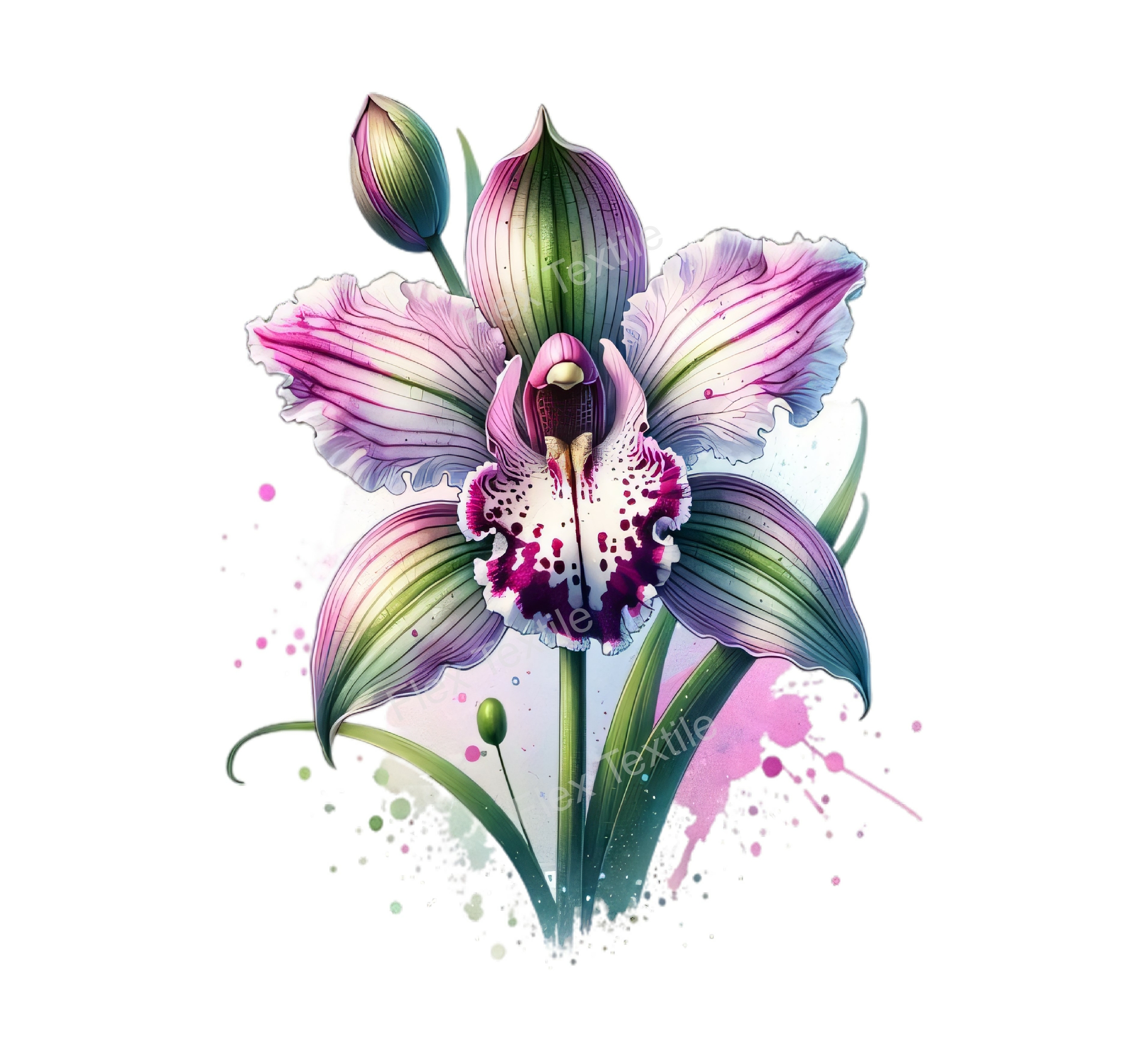 fleur orchidée transfert thermocollant impression dtf flex textile