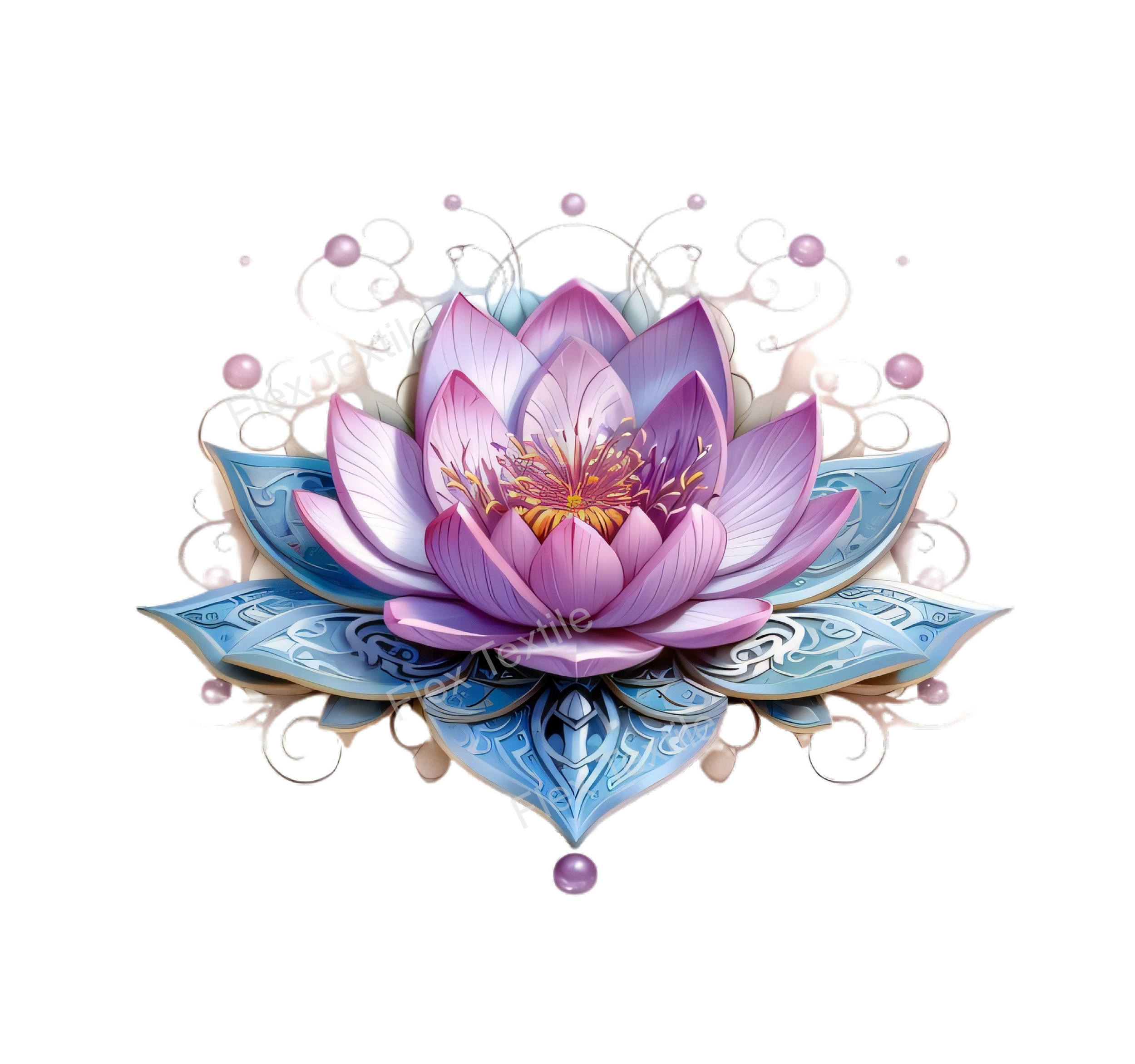 lotus fleur perles transfert thermocollant impression dtf flex textile