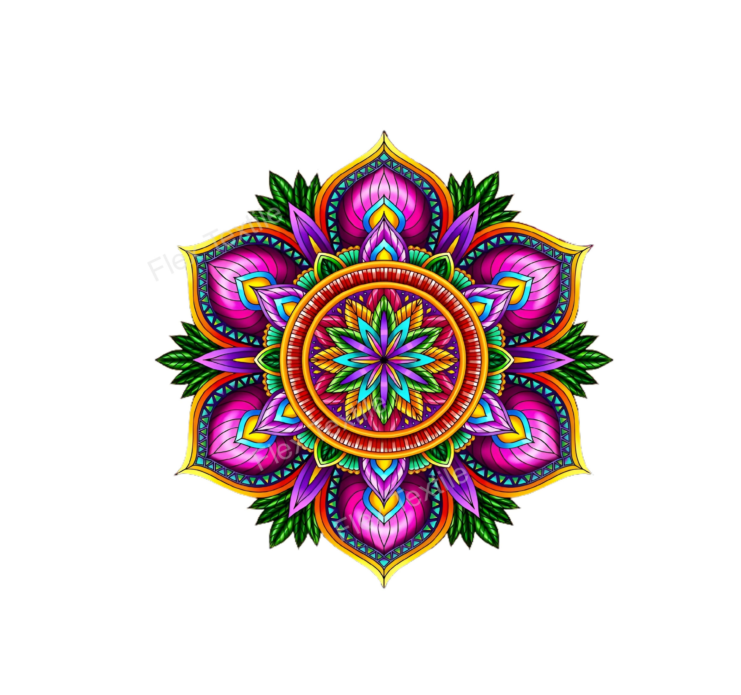 mandala fleurs feuilles transfert thermocollant impression dtf flex textile