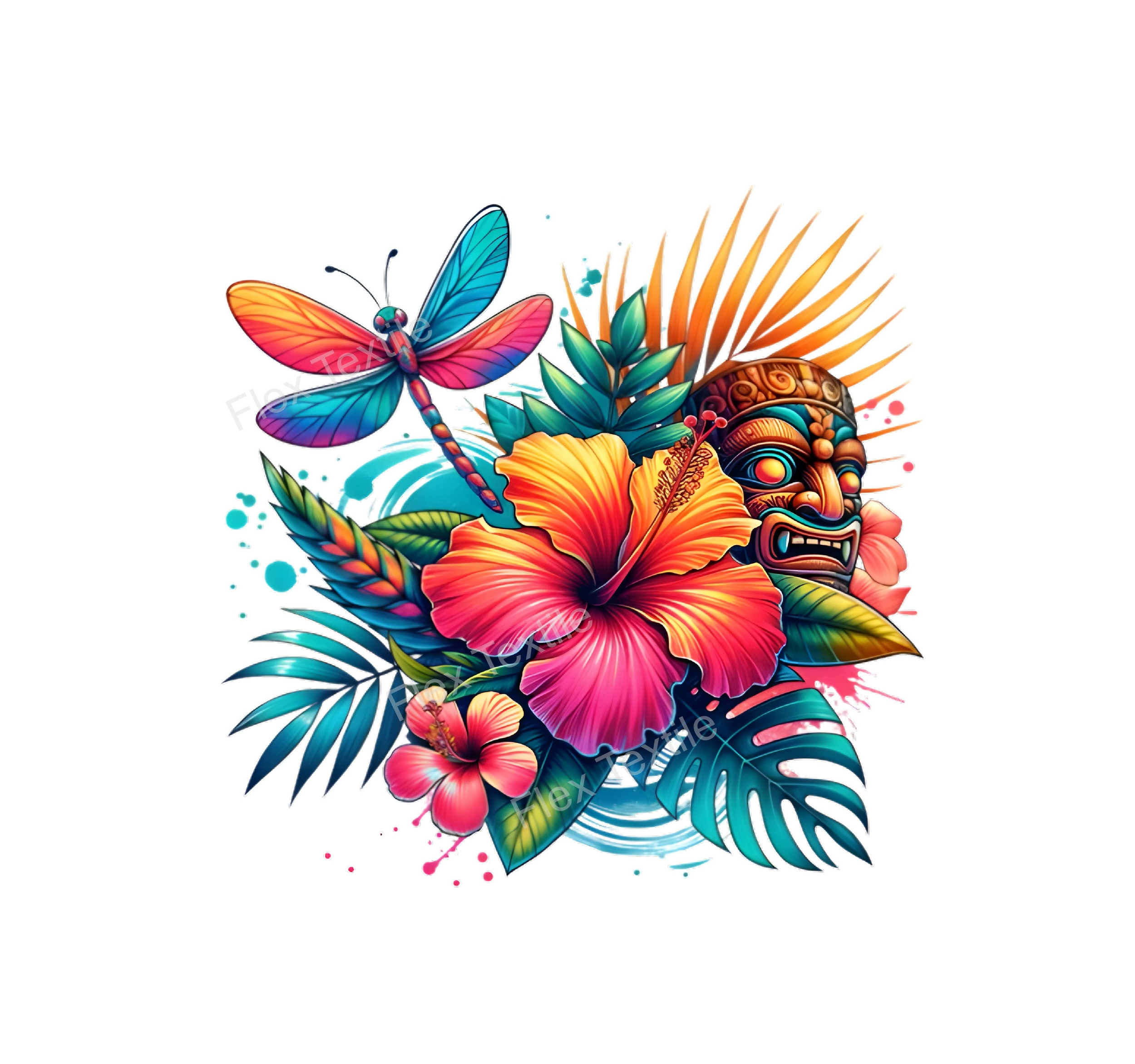 fleurs libellule transfert thermocollant impression dtf flex textile