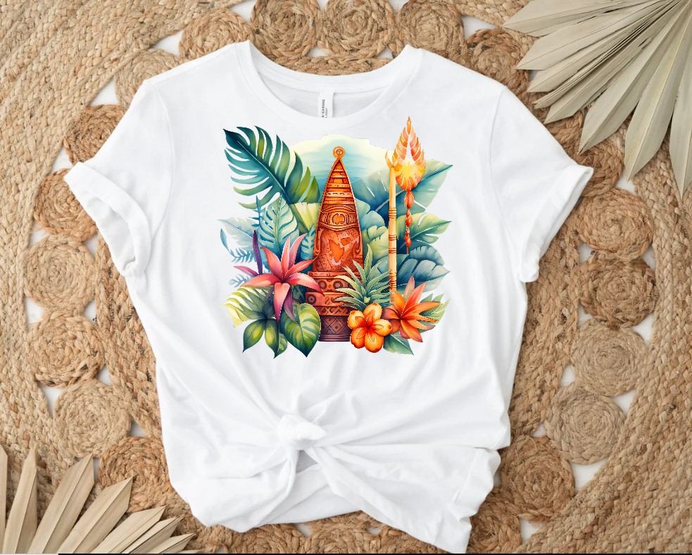 Totem Feuilles Fleurs Tropicale1