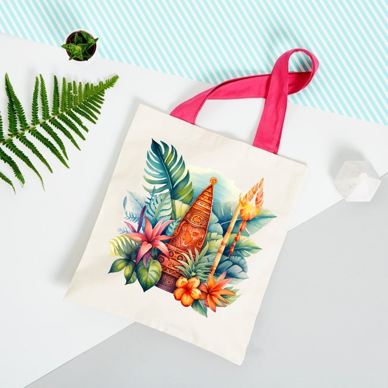 Totem Feuilles Fleurs Tropicale2