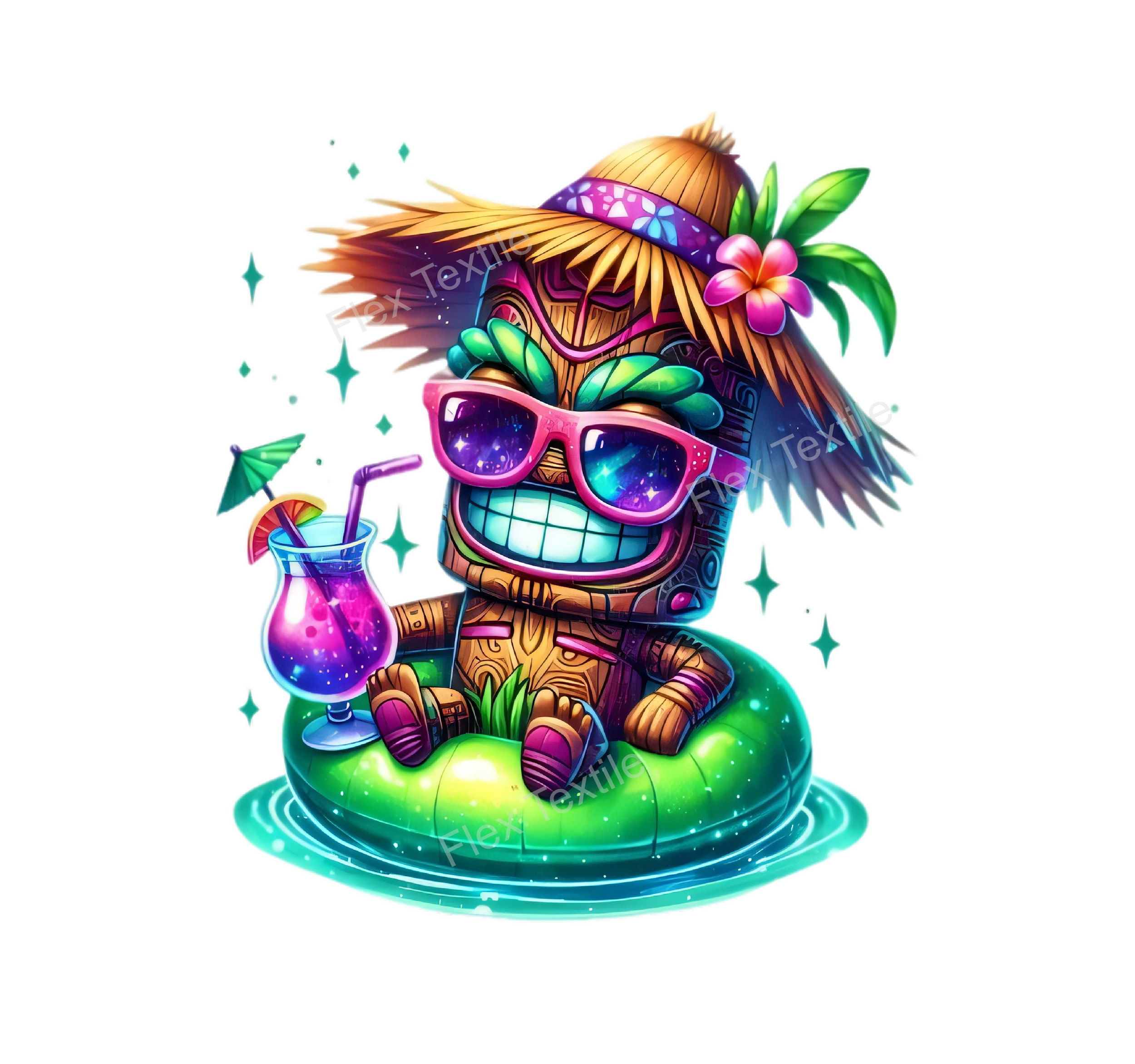 tiki bouée transfert thermocollant impression dtf flex textile
