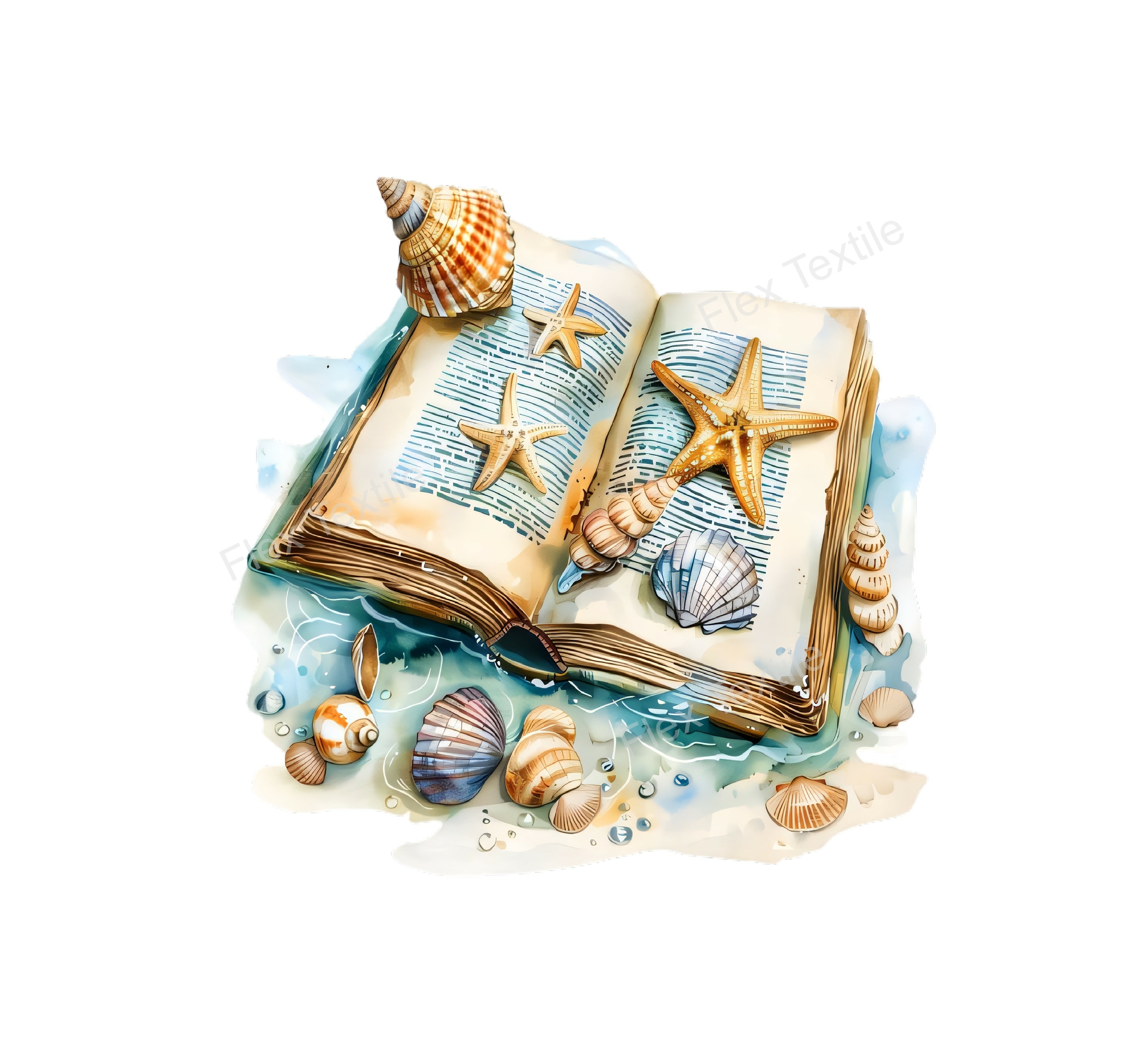livre coquillages transfert thermocollant impression dtf flex textile