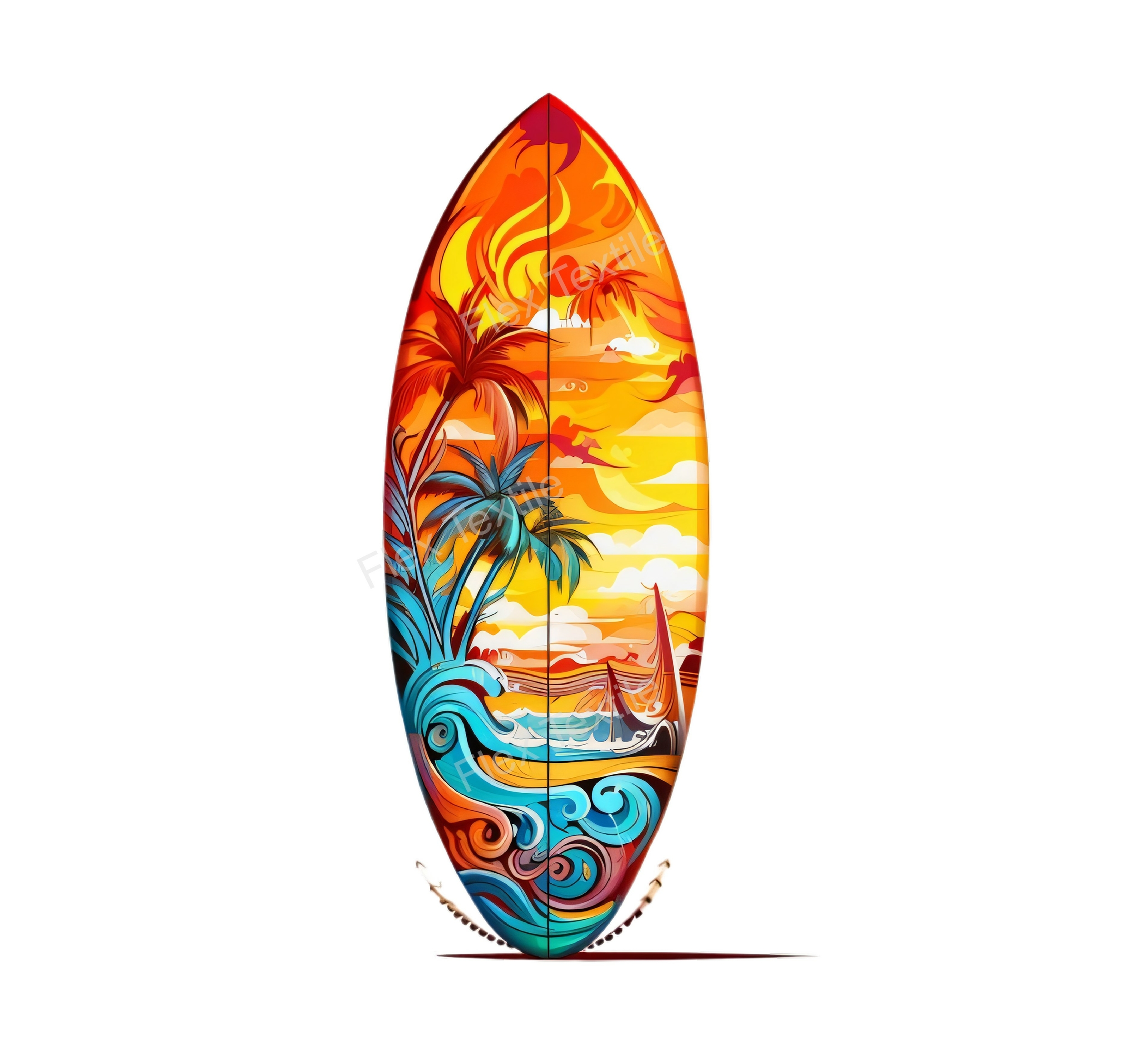 planche surf palmiers transfert thermocollant impression dtf flex textile