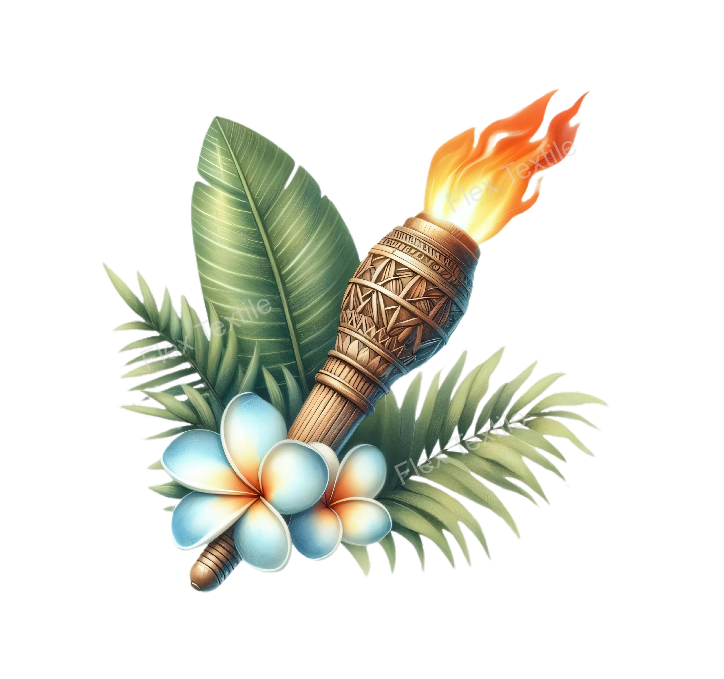 flambeau feuilles tropicales transfert thermocollant impression dtf flex textile