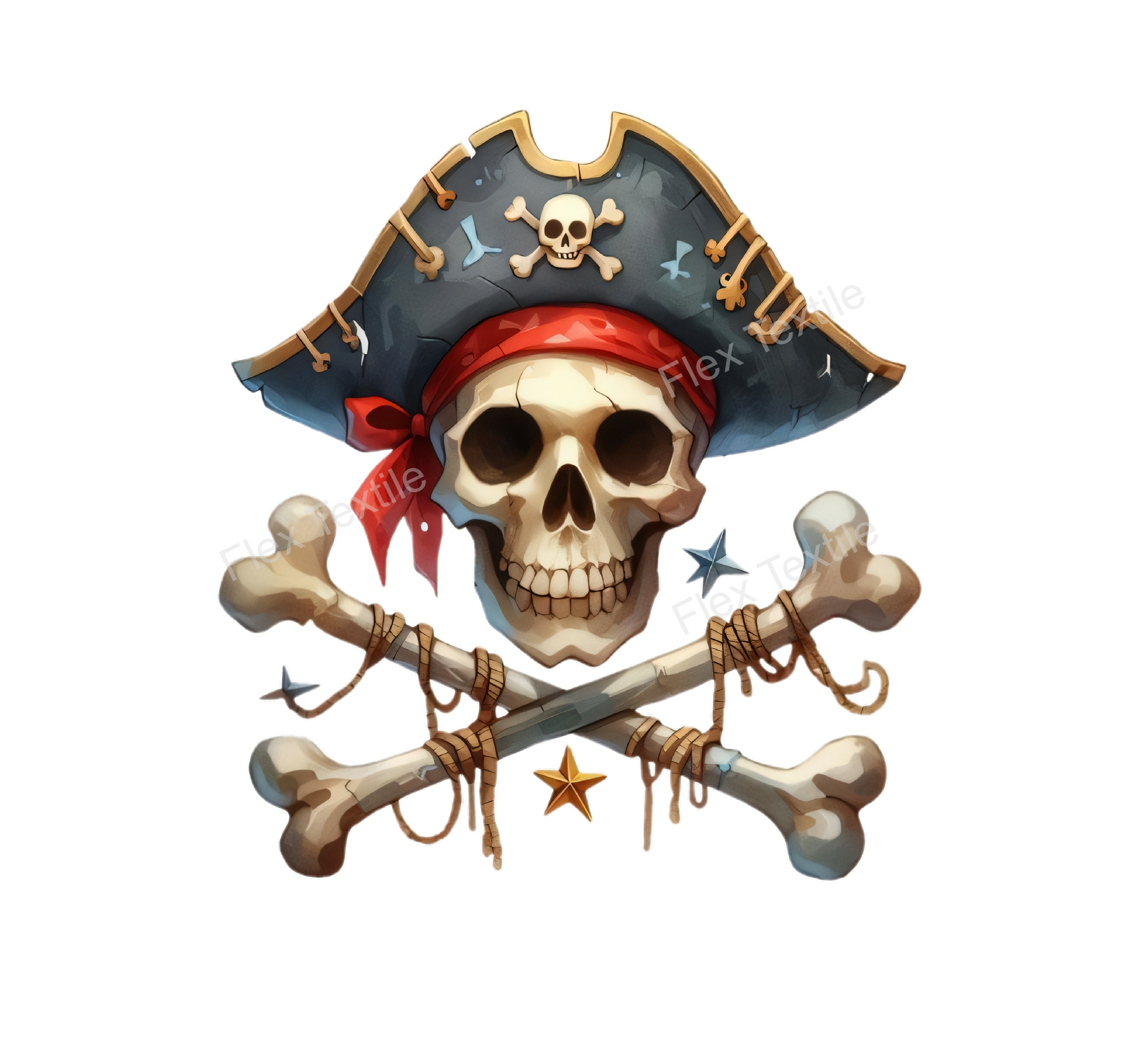 crâne chapeau pirate transfert thermocollant impression dtf flex textile
