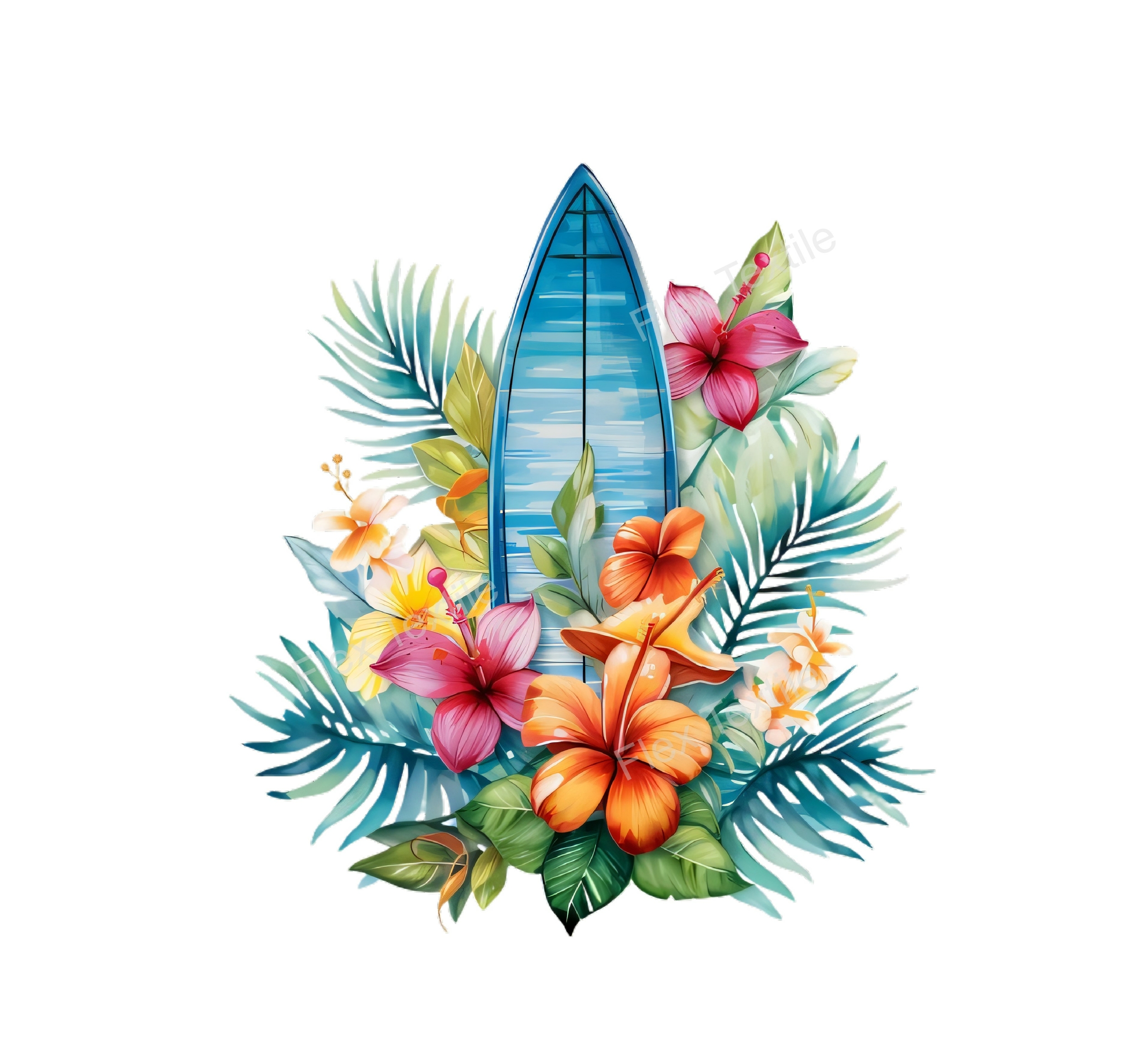 planche surf fleurs transfert thermocollant impression dtf flex textile