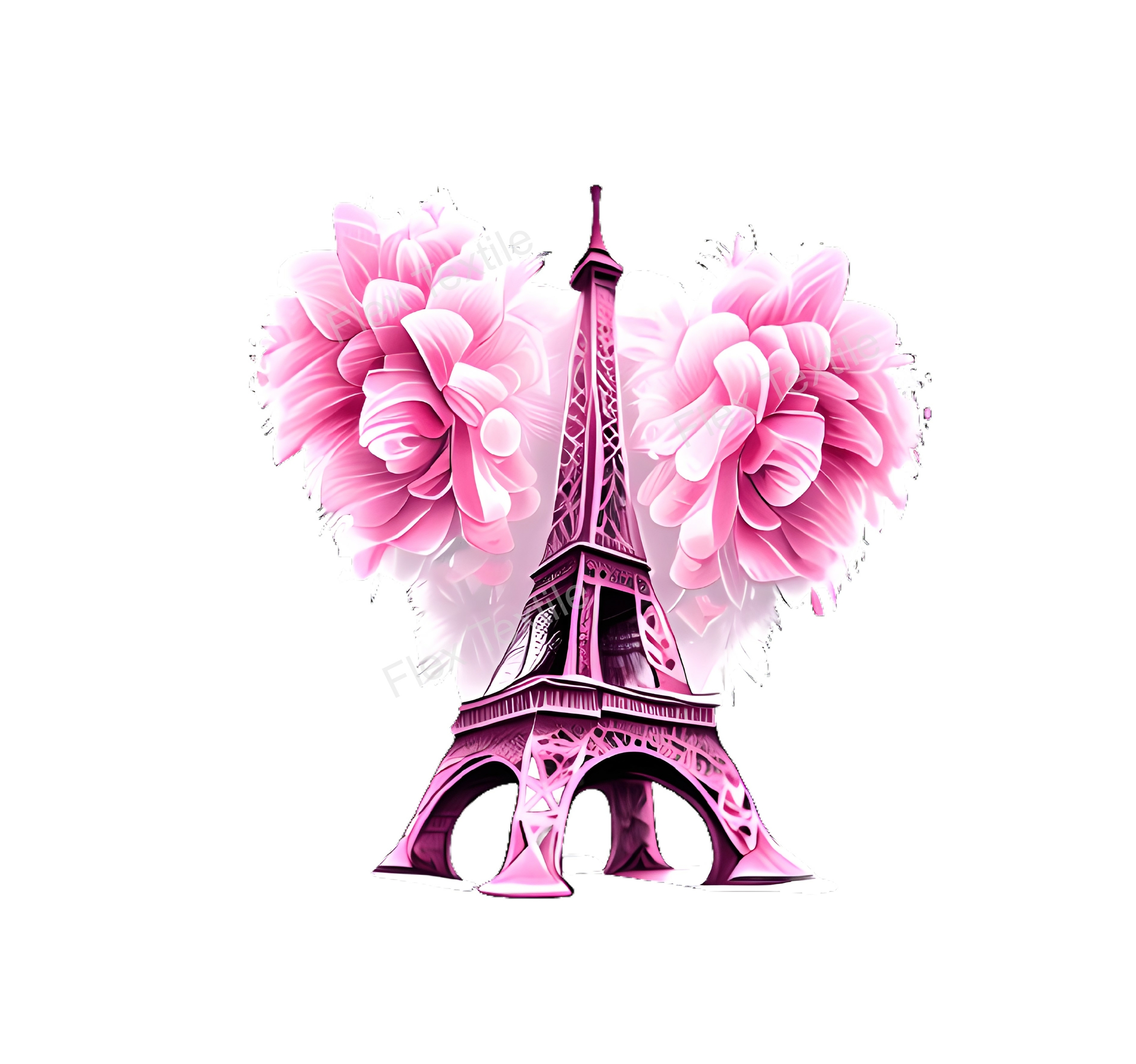 tour eiffel fleurs transfert thermocollant impression dtf flex textile