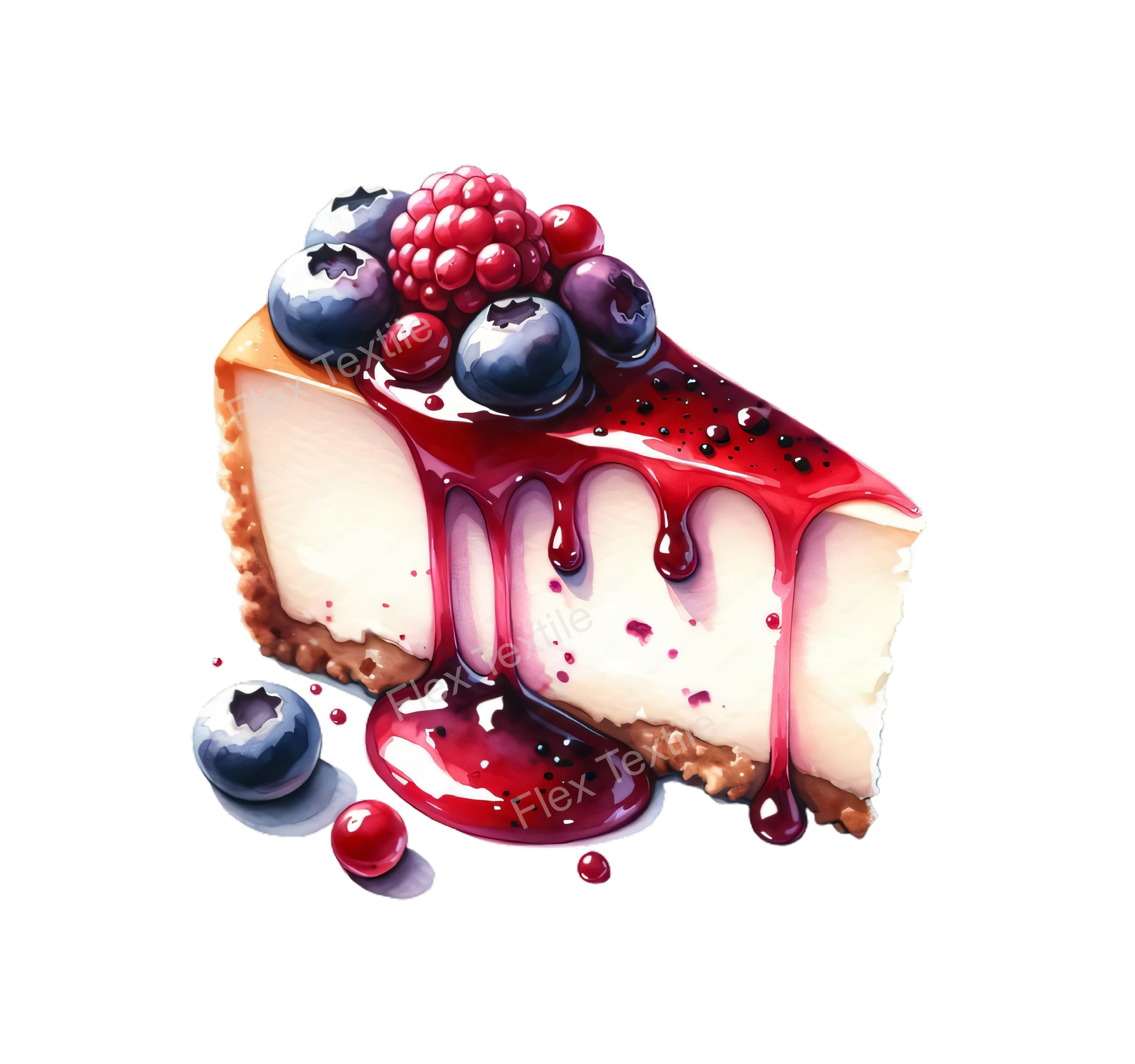 gâteau fruits rouges transfert thermocollant impression dtf flex textile