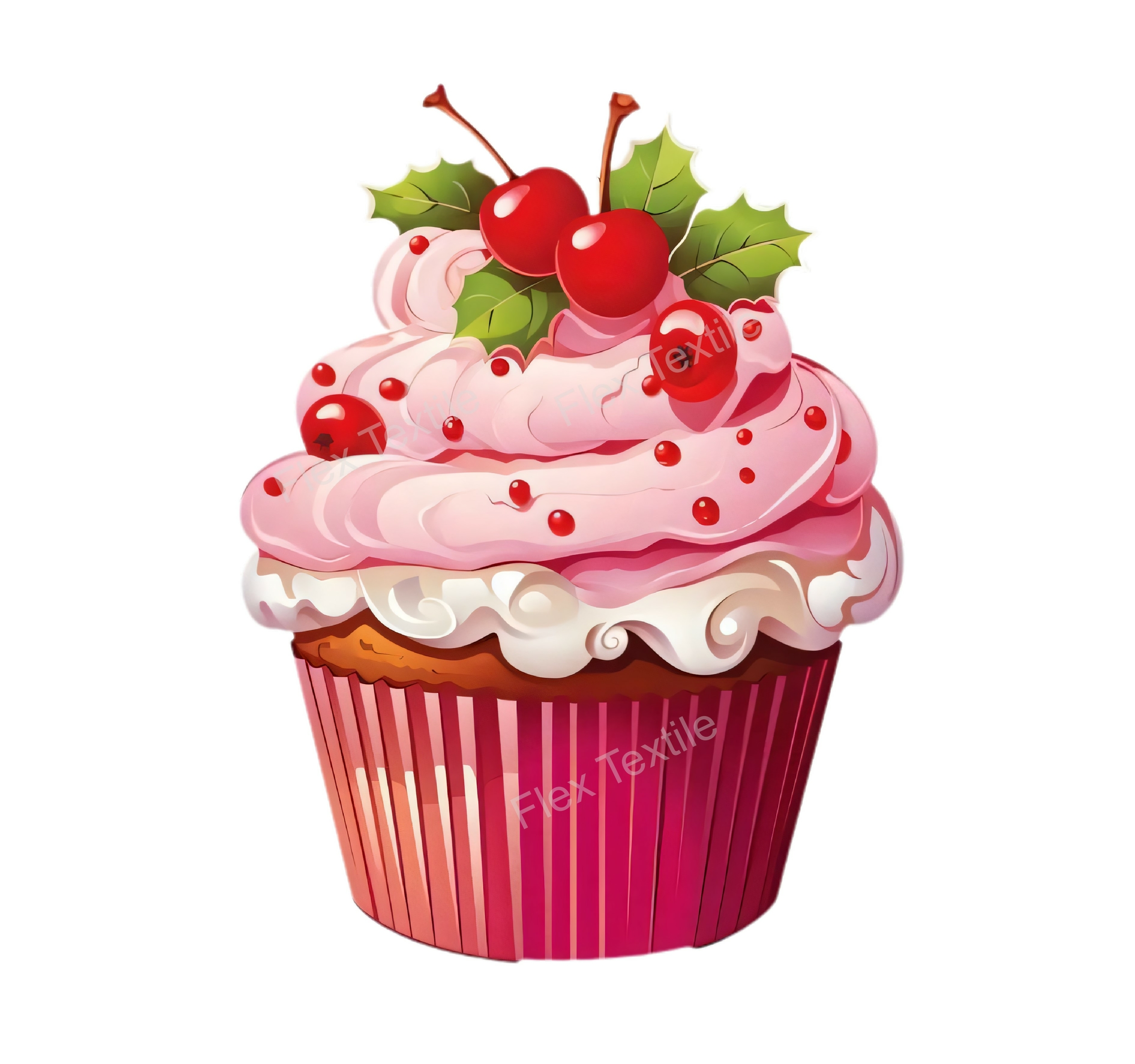 cupcake cerises transfert thermocollant impression dtf flex textile