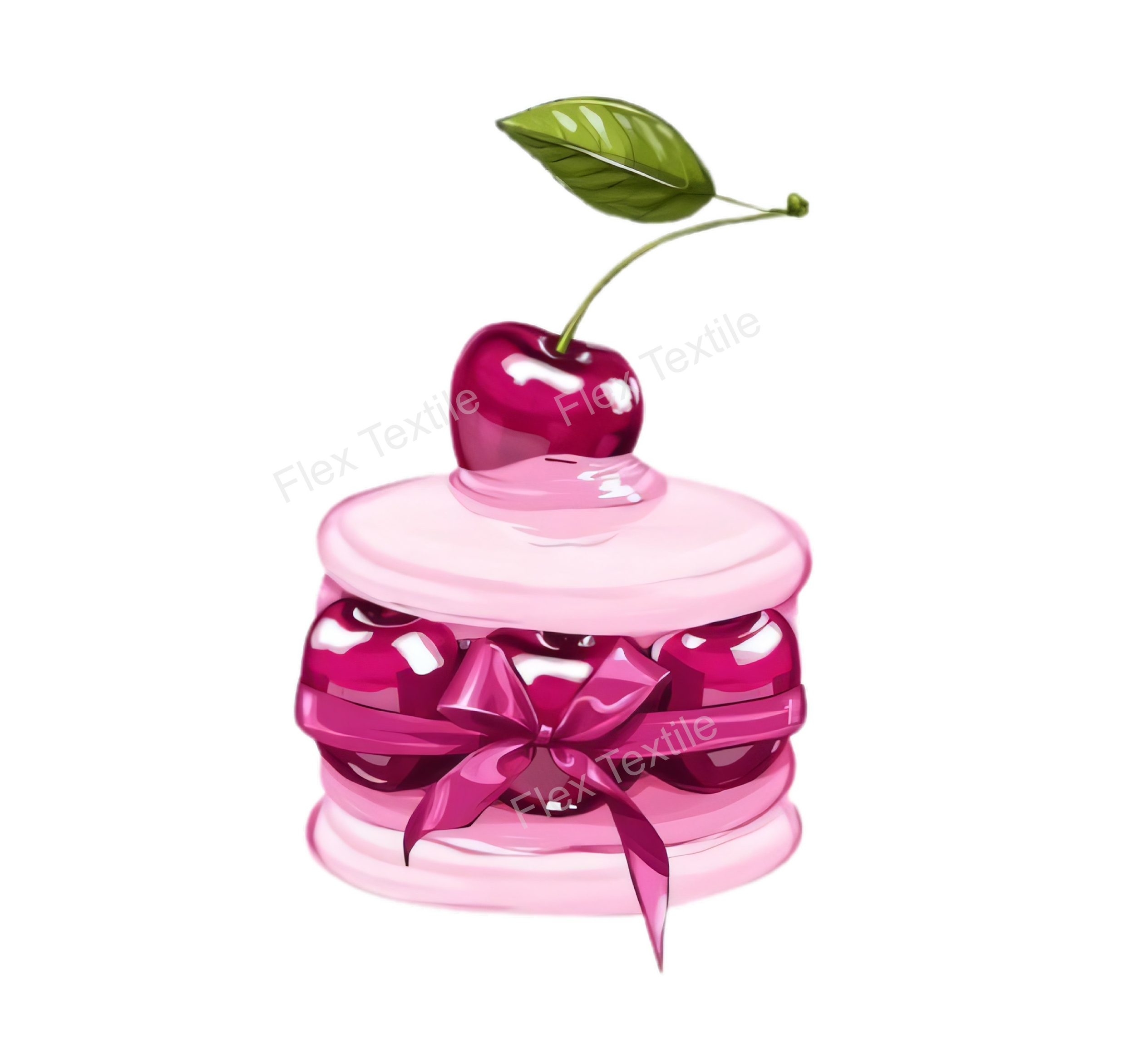 macaron cerise transfert thermocollant impression dtf flex textile