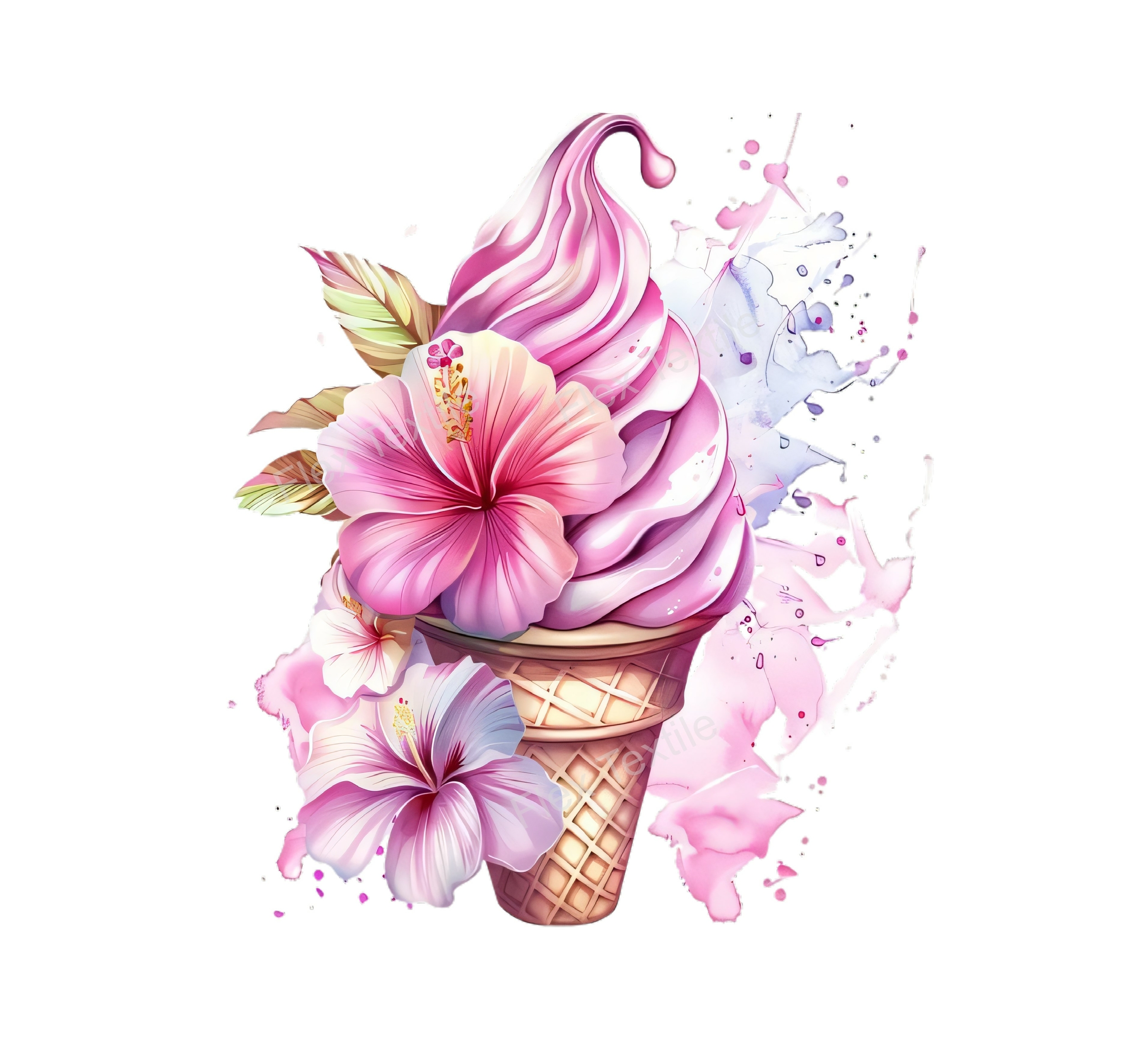 glace fleurs transfert thermocollant impression dtf flex textile