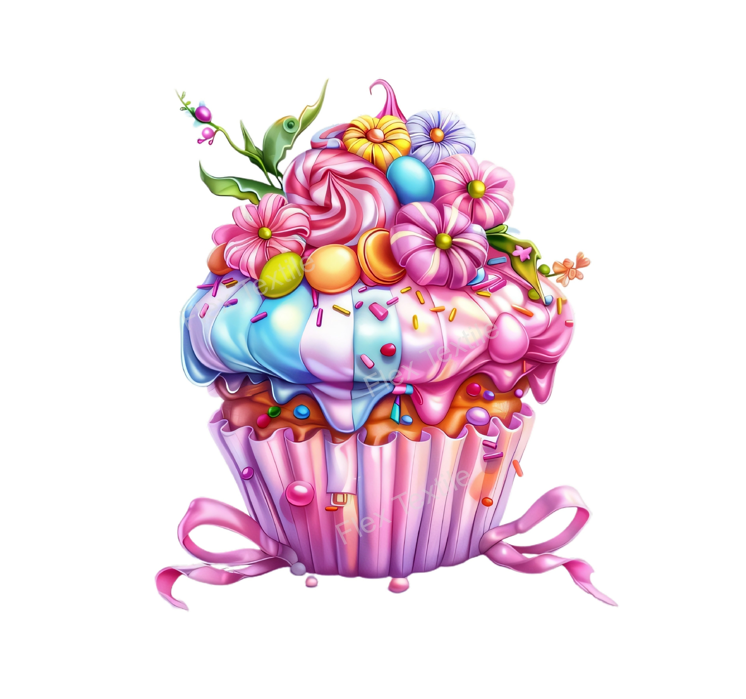 cupcake bonbons transfert thermocollant impression dtf flex textile