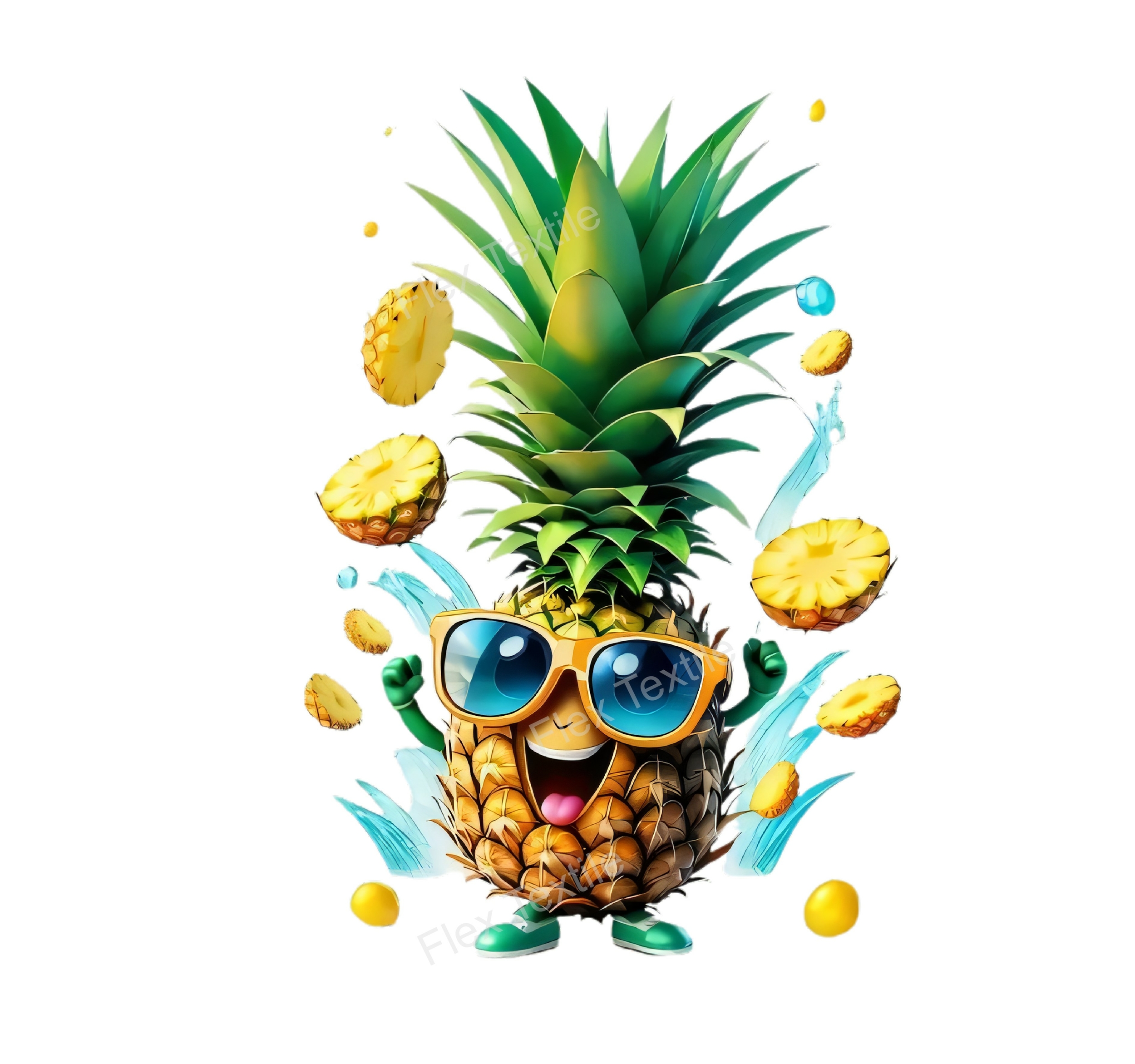 ananas morceaux transfert thermocollant impression dtf flex textile