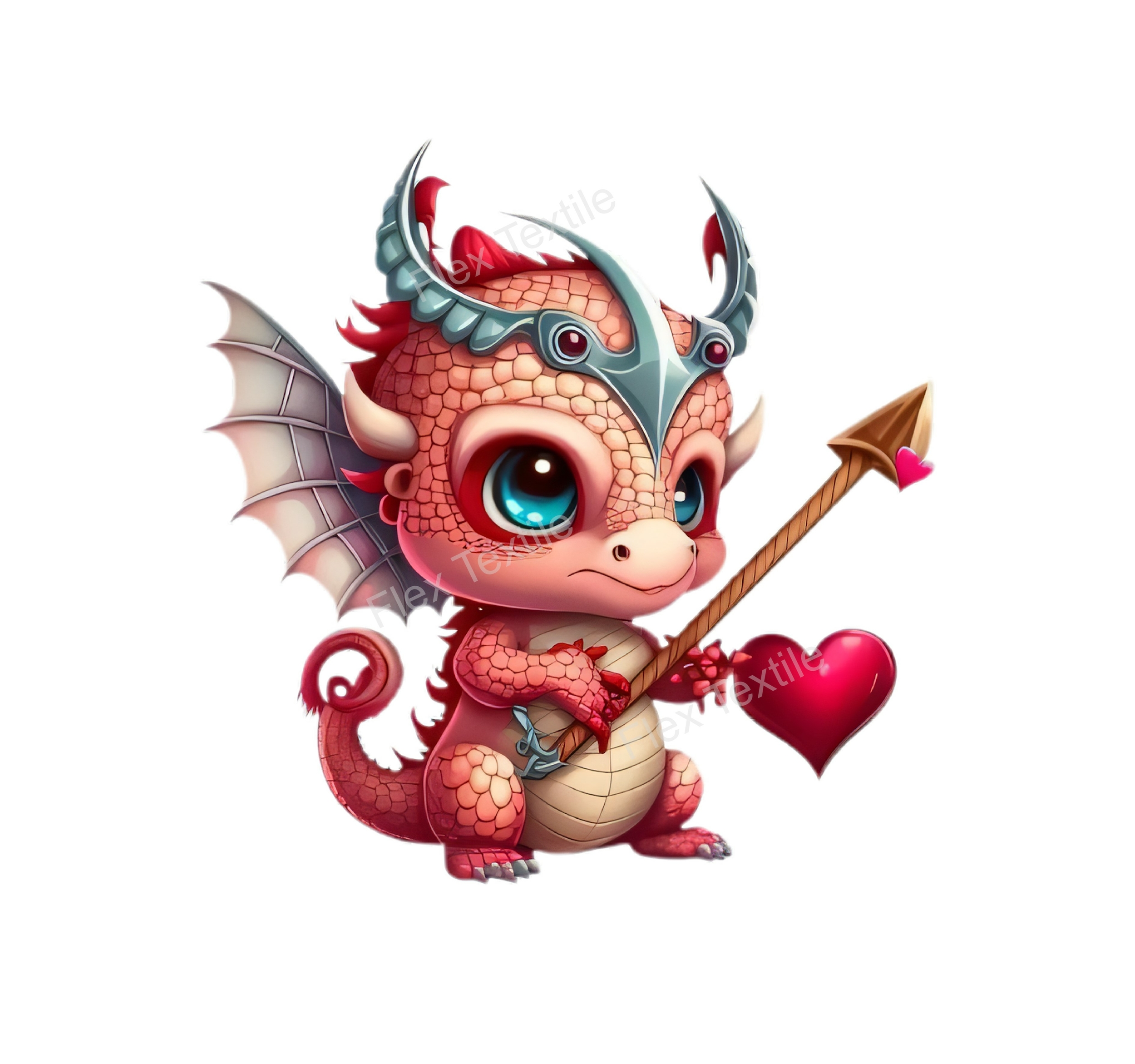 dragon guerrier coeur transfert thermocollant impression dtf flex textile
