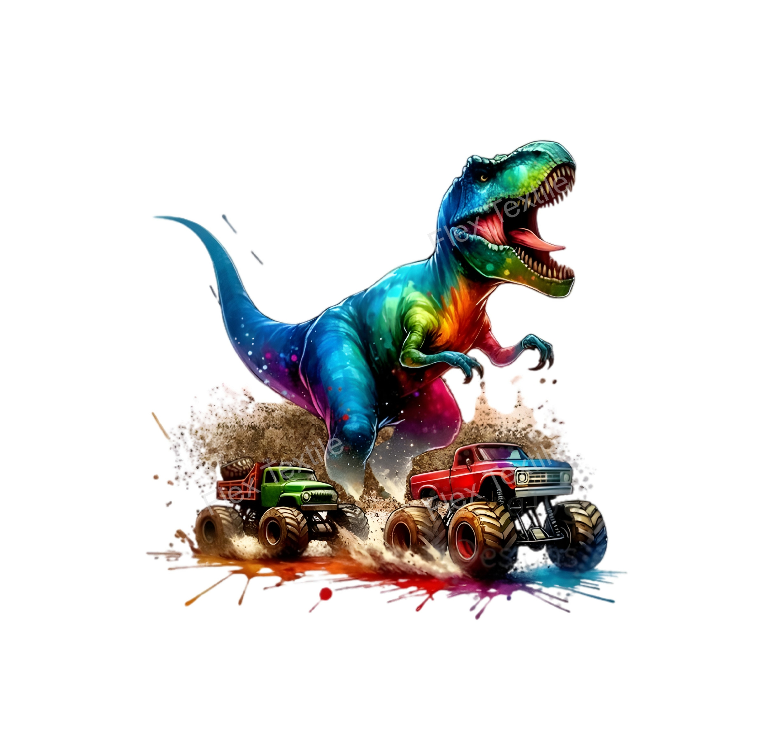 dinosaure voiture transfert thermocollant impression dtf felx textile