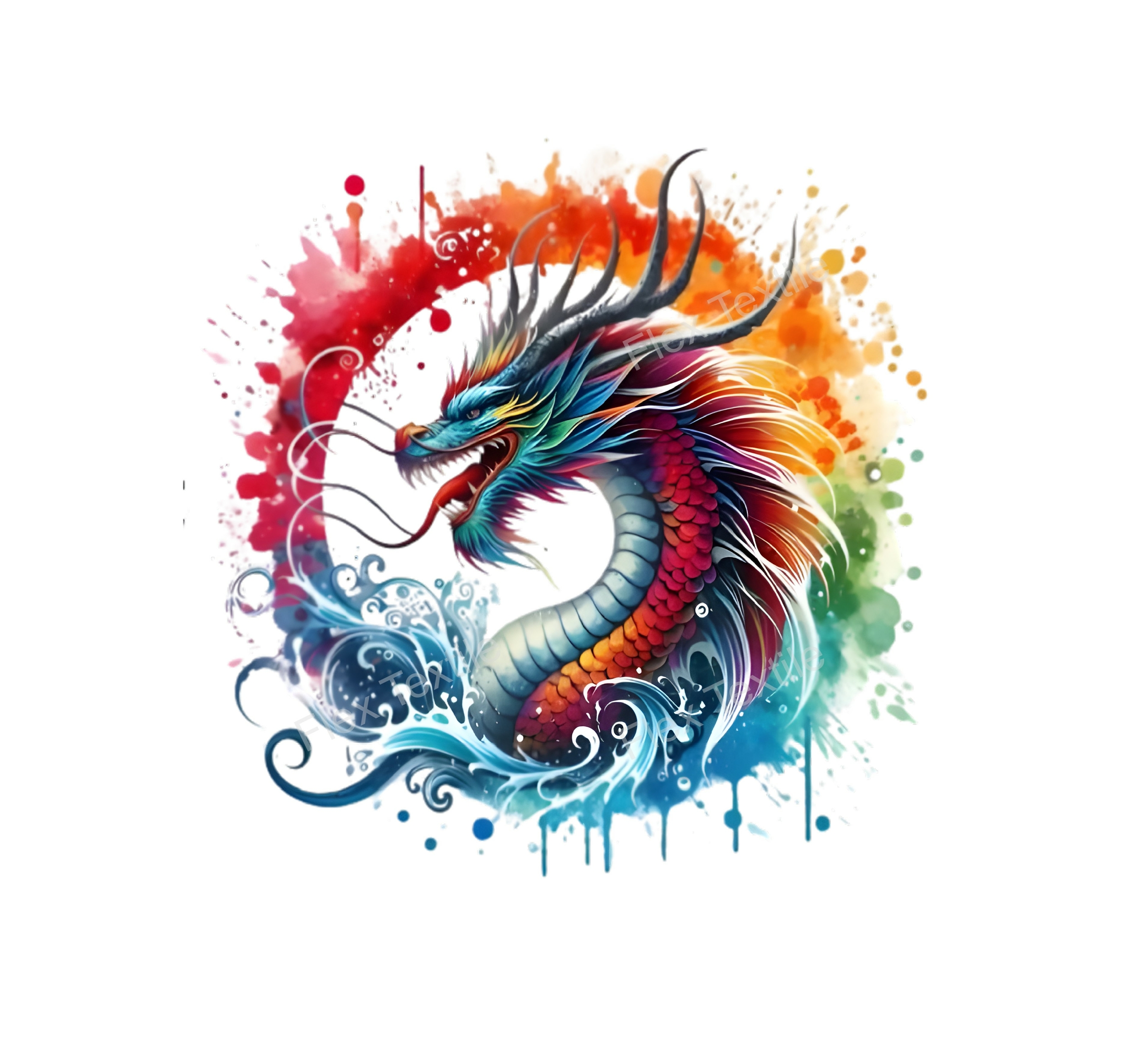 tête dragon cercle transfert thermocollant impression dtf flex textile