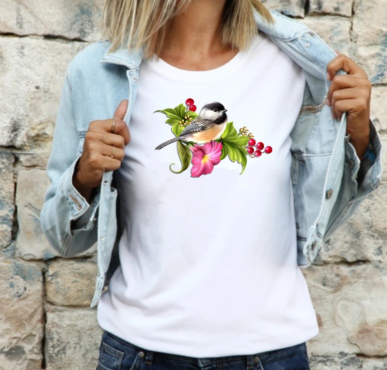 Oiseau Mésange Fleurs1