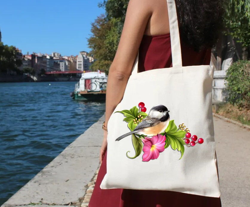 Oiseau Mésange Fleurs2
