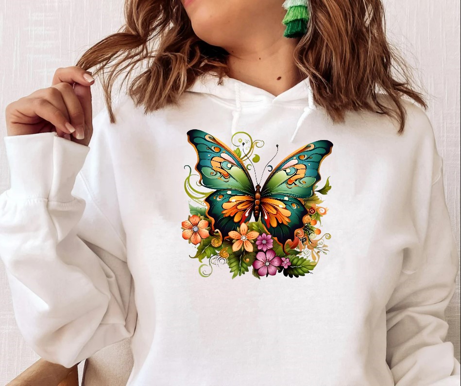 Papillon Vert Fleurs1